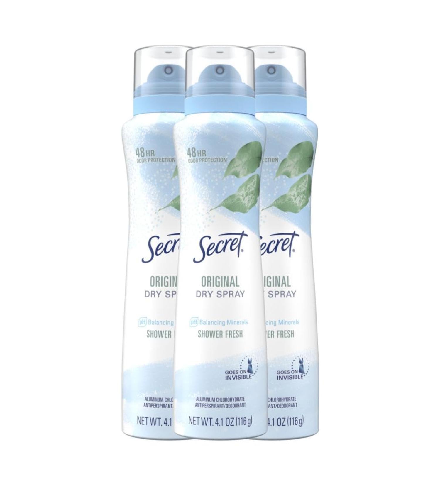Secret Dry Spray Antiperspirant Deodorant for Women 48hr Weightless Sweat & Odor Protection Gentle on Skin Shower Fresh Scent 4.1 oz (Pack of 3) Shower Fresh 4.1 Ounce (Pack of 3) - Buy Online on GoSupps.com