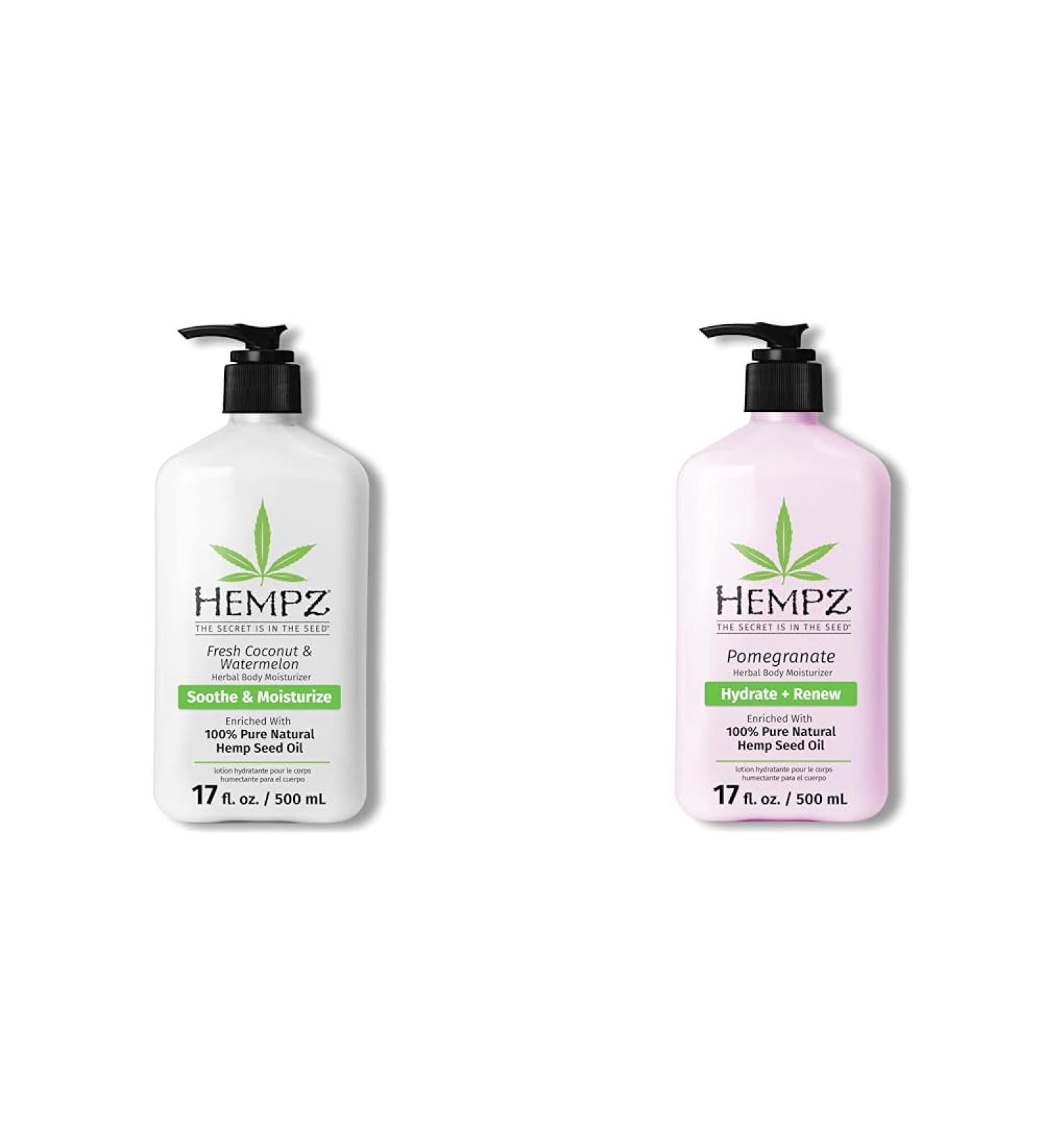 Hempz Body Lotion Bundle - Fresh Coconut & Watermelon Daily Moisturizer and Pomegranate Bright Citrus Cream - 17 oz - Buy Online on GoSupps.com