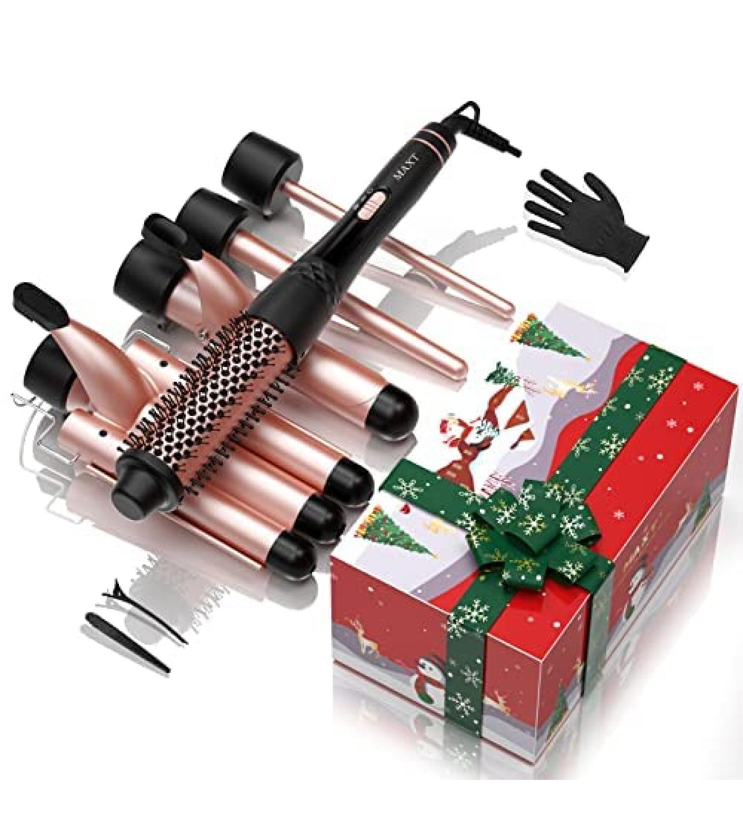 5-in-1 Ceramic Curling Iron Set, 3 Barrel Hair Crimper for Beach Waves, Instant Heat, No Damage - Pink - Buy Online on GoSupps.com