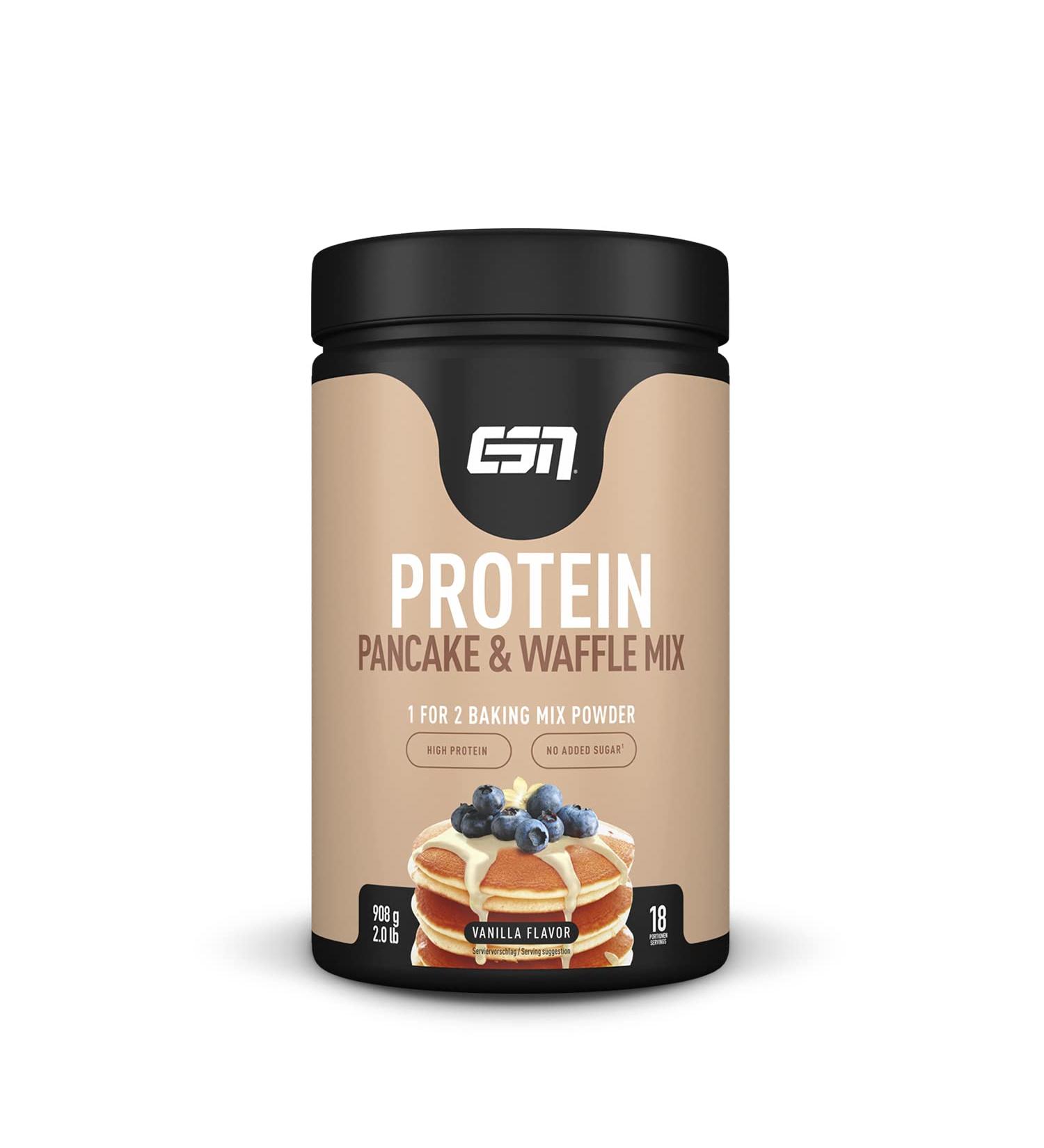 ESN Protein Pancakes & Waffles - Vanilla 908g | 30g Protein/Serving | Muscle Building & Diet | Tested Quality - Made in Germany - Buy Online on GoSupps.com