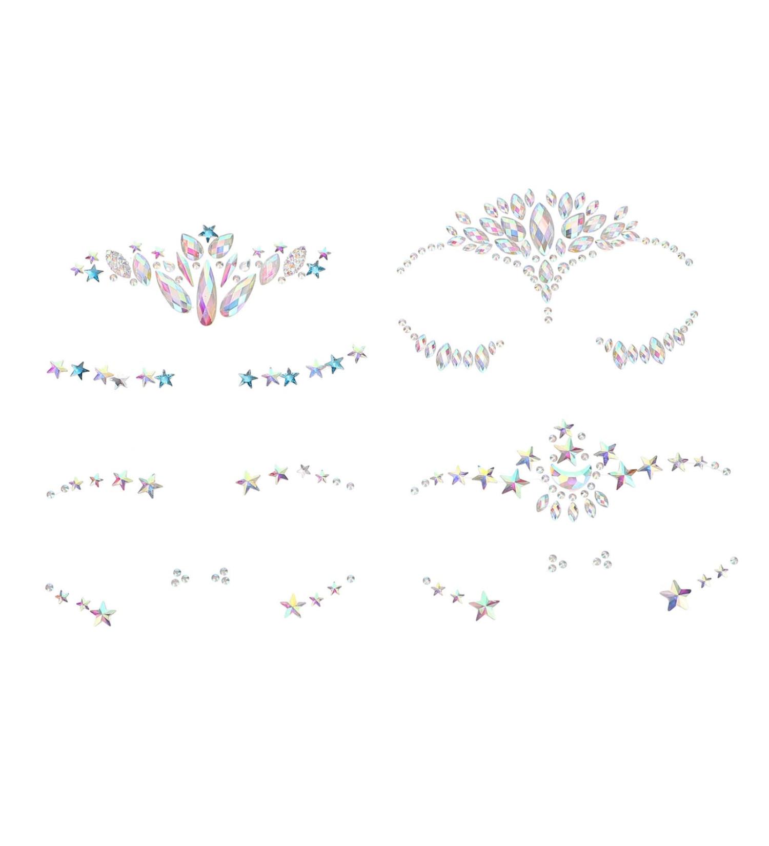 Hair Rhinestones & Eye Body Stickers | 4 Sheets of Face & Eyebrow Gems for Glam Looks - Buy Online on GoSupps.com
