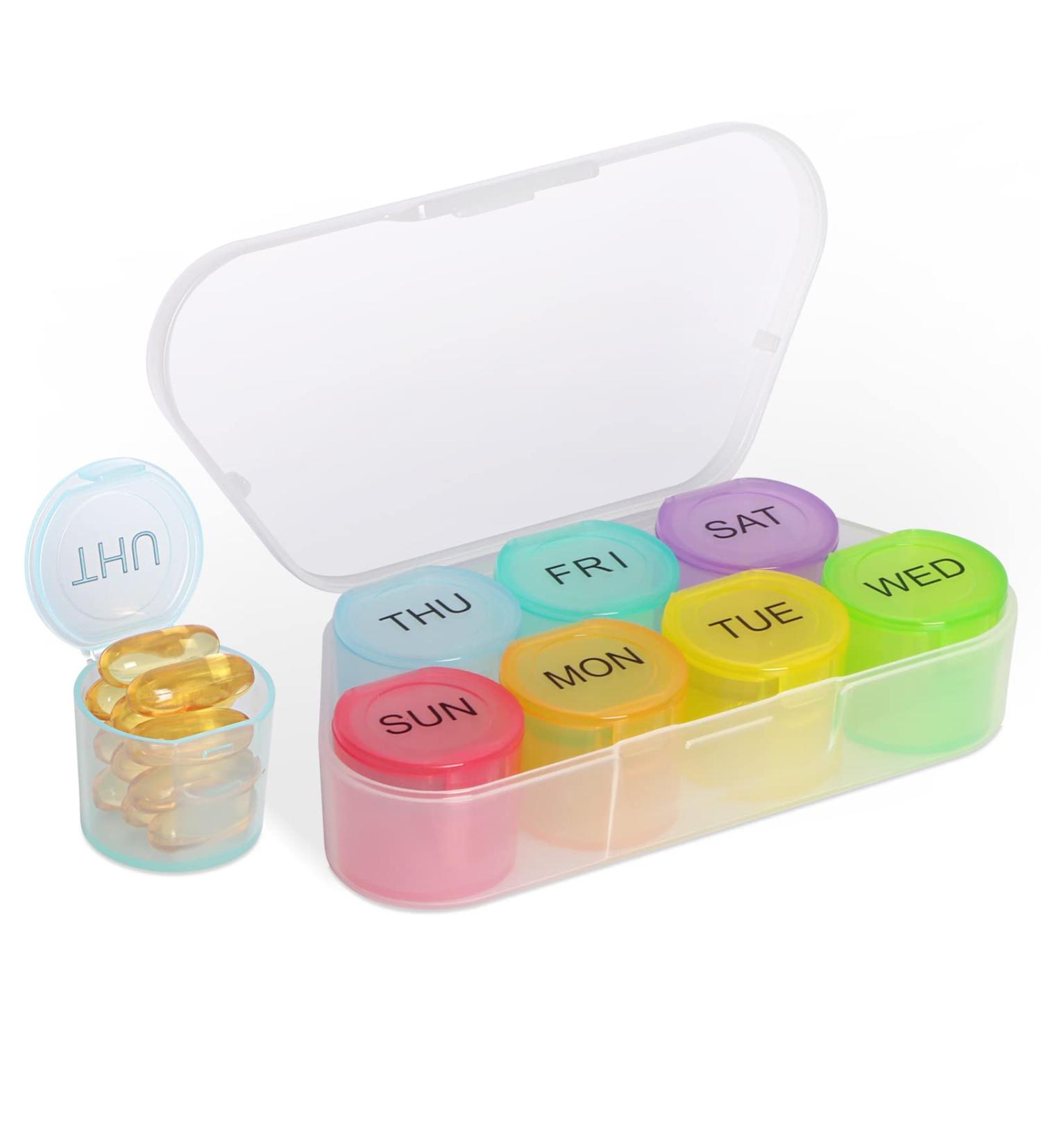 NatureTouch Weekly Pill Organizer - BPA Free 7 Day Medicine Organizer for Pills Vitamins & Supplements | Portable Rainbow Container - Buy Online on GoSupps.com