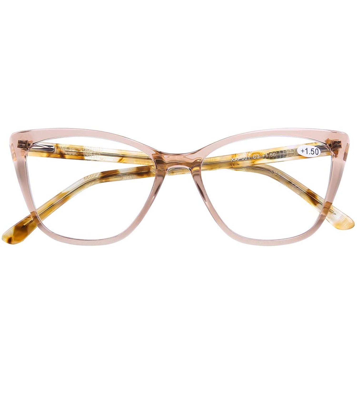 DOOViC Cat Eye Computer Reading Glasses for Women - Blue Light Blocking Anti Eyestrain 2.0 Strength Fashionable A-Champagne Design - Buy Online on GoSupps.com