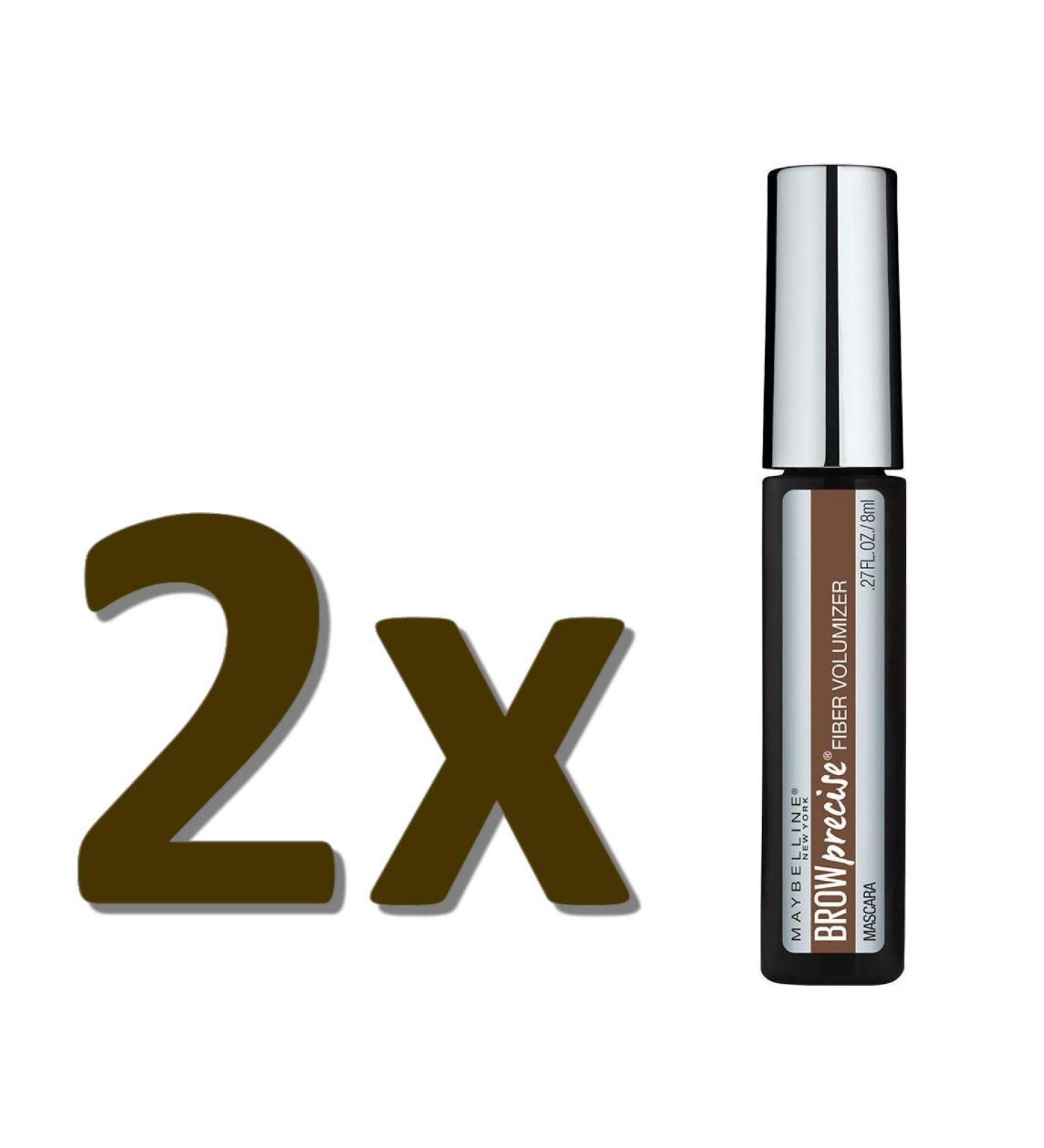 Maybelline New York Brow Precise Fiber Filler, Brown Eyebrow Mascara - Pack of 2