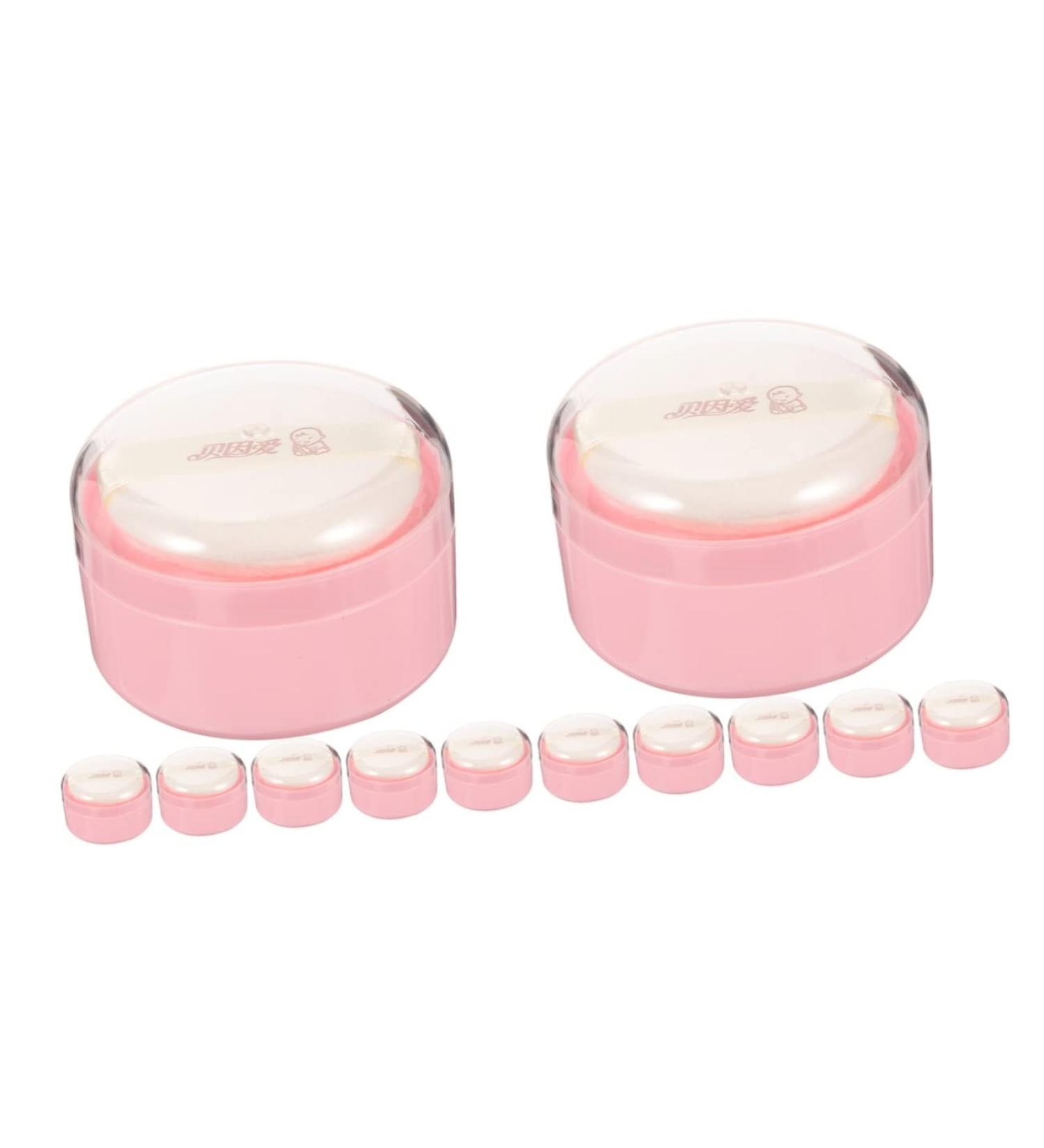 Kisangel 12 Pcs Body Powder Puff Box Baby Powders Set | Charming Pink Synthetic Sponge | Baby Powder Container 8x6cm - Pink (Pack of 2) - Buy Online on GoSupps.com