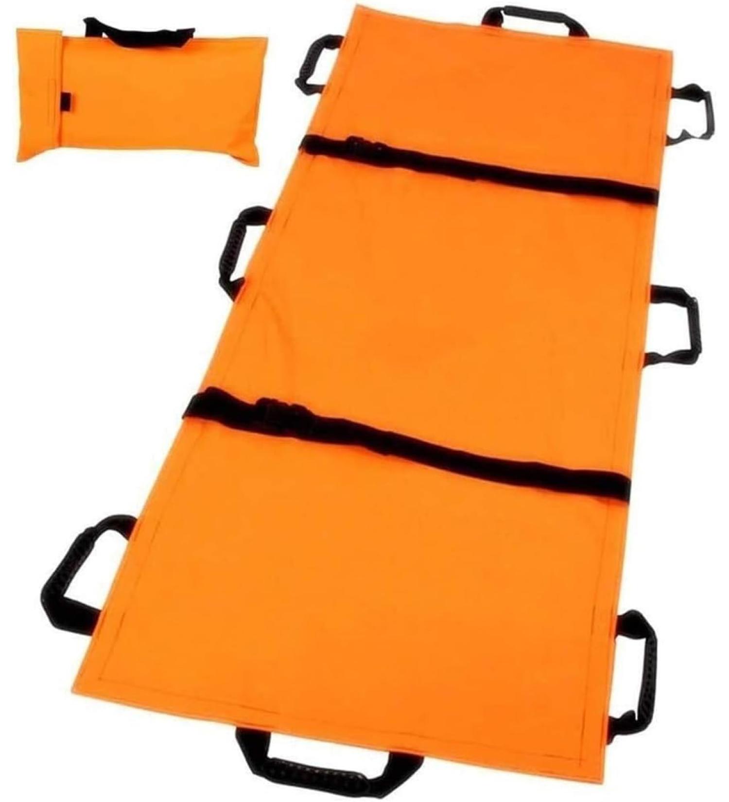 Portable Stretcher Waterproof Soft Stretcher 8 Handles Emergency Rescue Folding Stretcher Back Stretcher Positioning Bed Pad for Household Emergency Work Transfer Sling Orange - Buy Online on GoSupps.com
