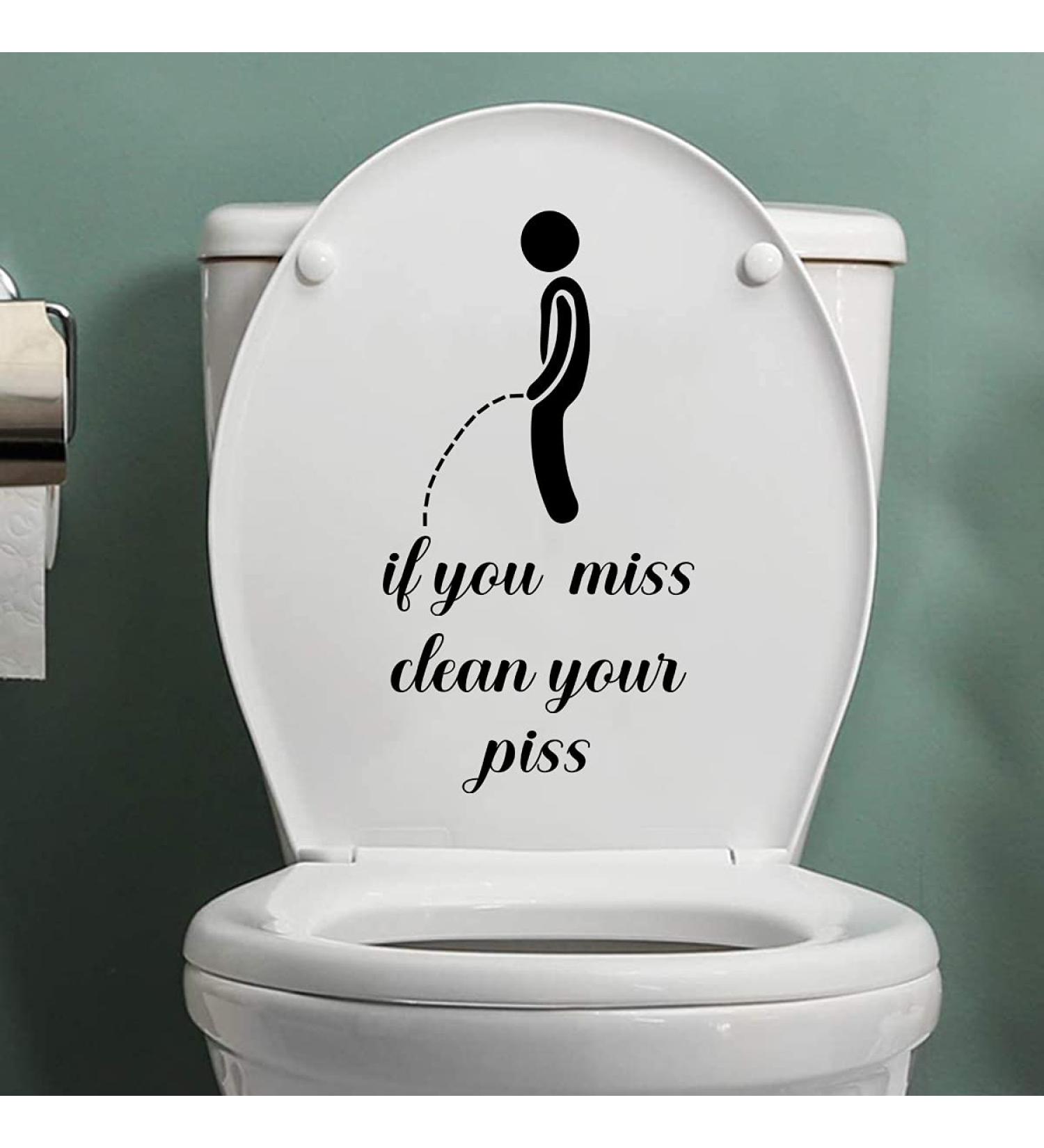 BJY Toilet Sticker Funny inIf You Miss Clean Your PissinSign Bathroom Toilet Decal Removable Self Adhesive Art Toilet Decal Creative DIY Toilet Lid Decals for Restroom Toilet Washroom (Black) - Buy Online on GoSupps.com