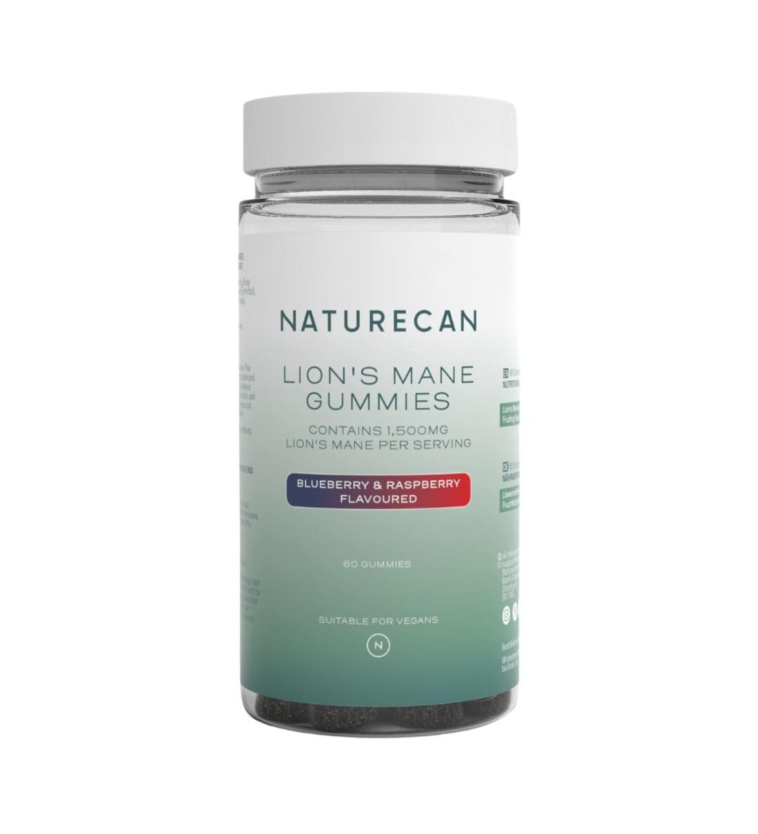  Naturecan Lion's Mane Gummy Candy 1500 mg per serving Lion's Mane Fruiting Body (Hericium erinaceus) Nootropic for Focus and Memory Vegan Myrtle Flavor - Buy Online on GoSupps.com