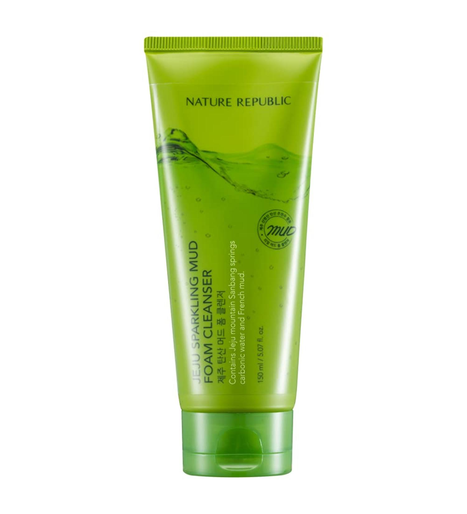 Nature Republic Jeju Sparkling Mud Foam Cleanser 150g - Deep Cleansing Facial Wash - Buy Online on GoSupps.com