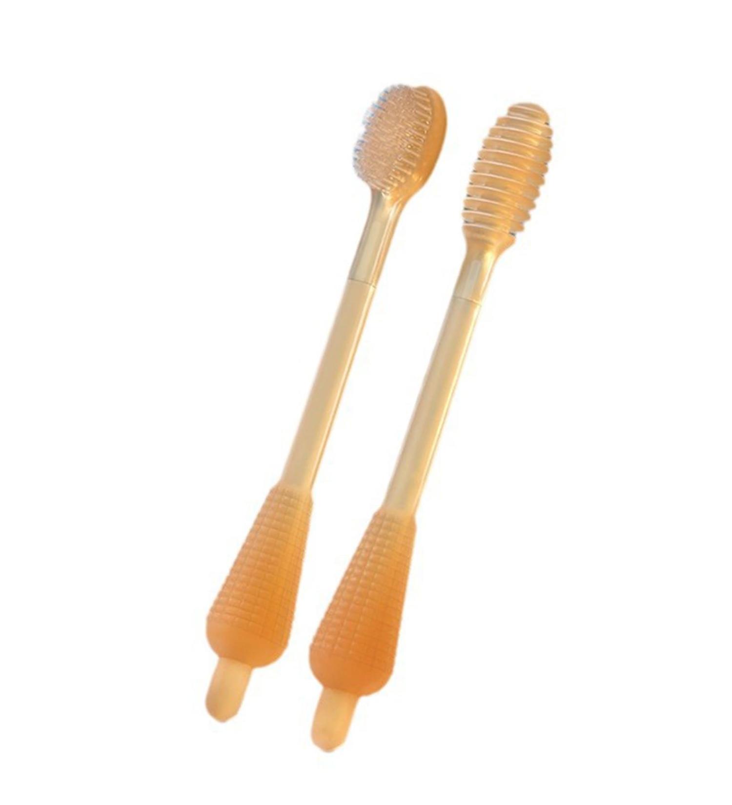 Silicone Baby Toothbrush Set | First Toddler Toothbrush & Tongue Cleaner for 0-18 Months | Non-Slip Tooth Massage Brush with Dust Protection - Buy Online on GoSupps.com