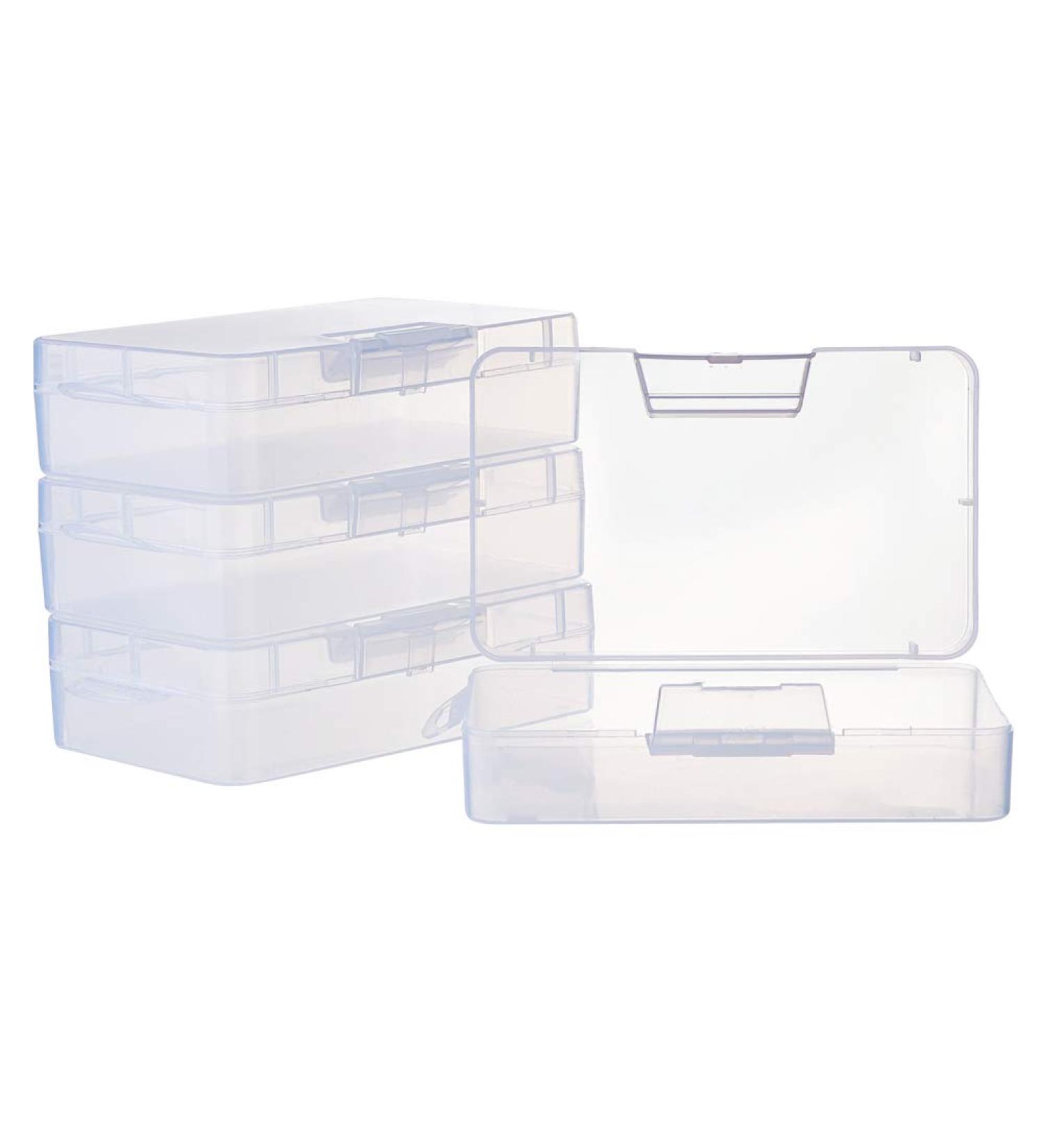 4 Pack Clear Plastic Box Container Storage Organizer with Hinged Lid - 5.5x3.5x1.5 - Buy Online on GoSupps.com
