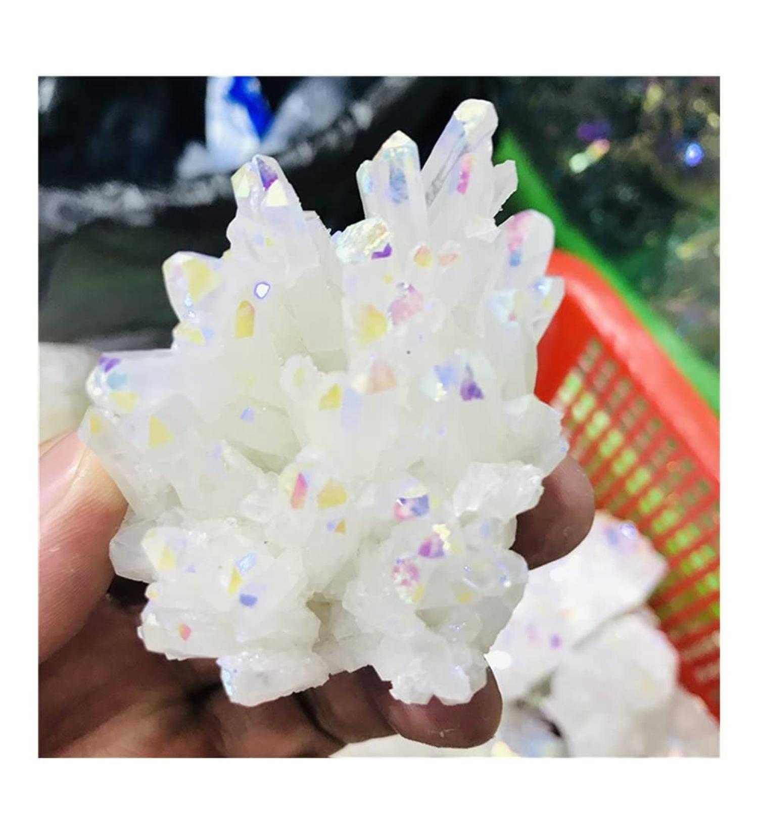 Natural Crystal Rough Crystal Natural White Angel Aura Crystal Cluster Electroplating Titanium Coating Quartz Cluster Stone (Size : 160-200g) - Buy Online on GoSupps.com