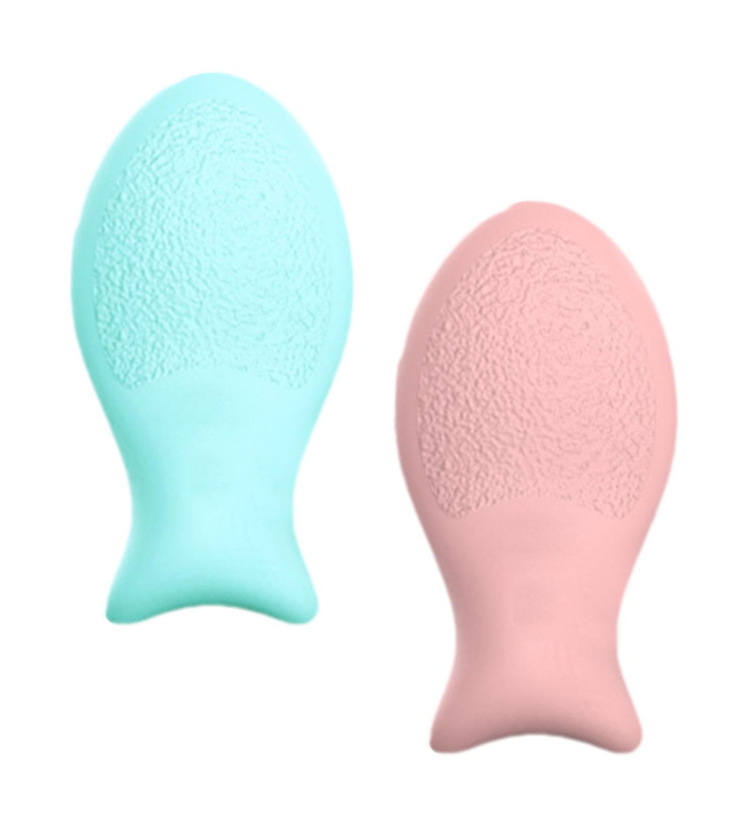 Face Powder Puff Silicone Cosmetic Face Powder Puff Fish Shaped Foundation Blender Beauty Puff Pads for Pressed Powder Liquid Foundation Small fish puff (blue)