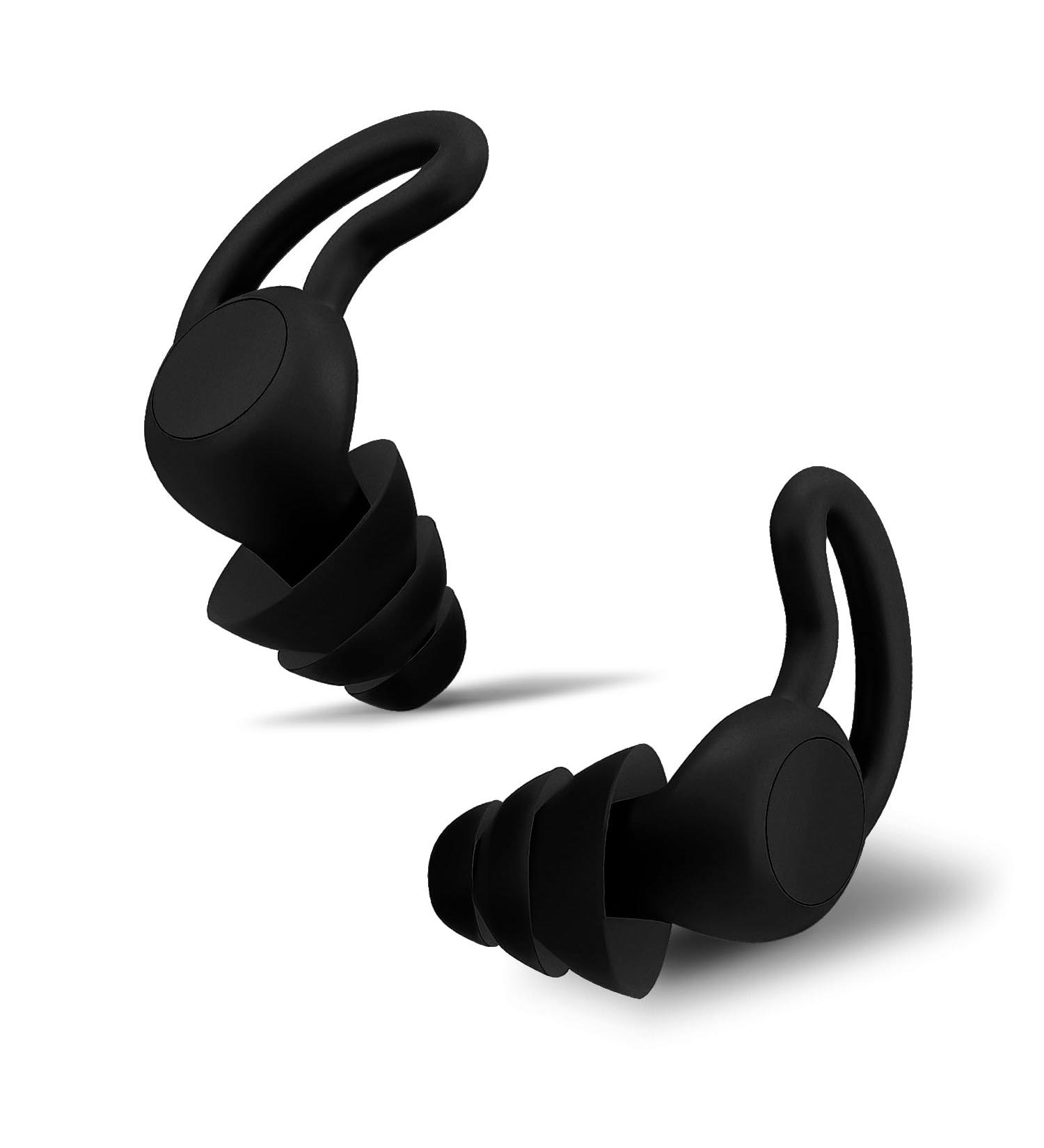 Noise Reduction Ear Plugs - NRR 40dB Silicone Reusable & Comfortable for Sleep Snoring Swimming Studying Concerts | Noise Cancelling & Hearing Protection - Black - Buy Online on GoSupps.com