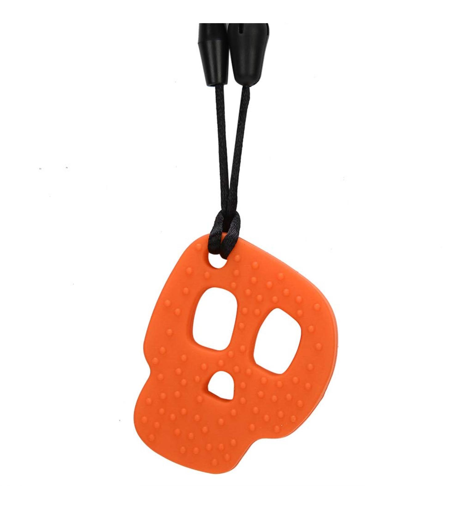 JTLB Silicone Baby Bite Ring - Safe Chewing & Teething Toy for Infants | Calming Orange Skull Necklace - Buy Online on GoSupps.com