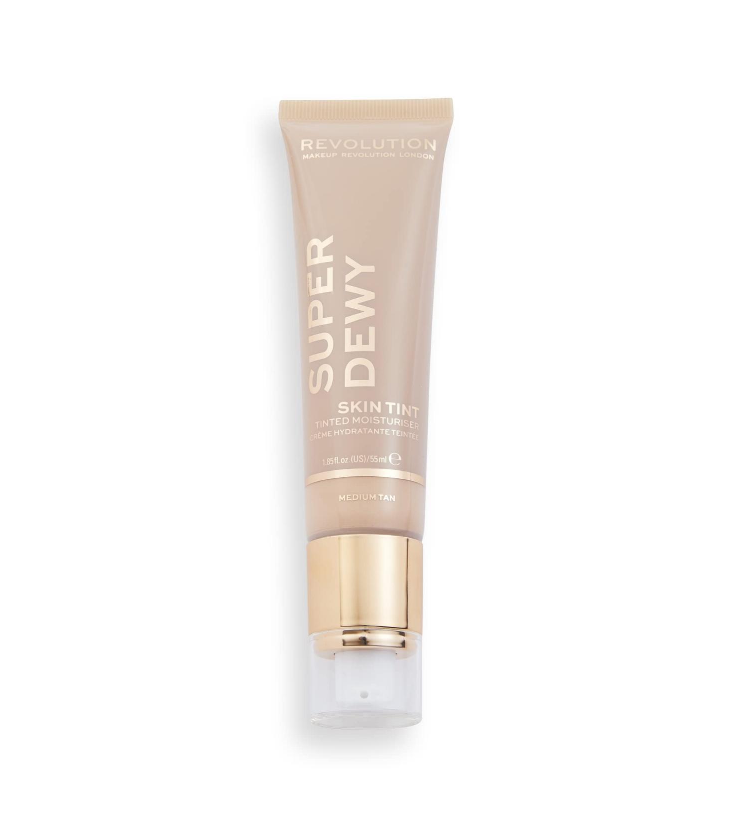 Revolution Superdewy Tinted Moisturiser  Light Coverage Makeup  Evens Skin Tone  Medium Tan  1.85fl.oz/55ml