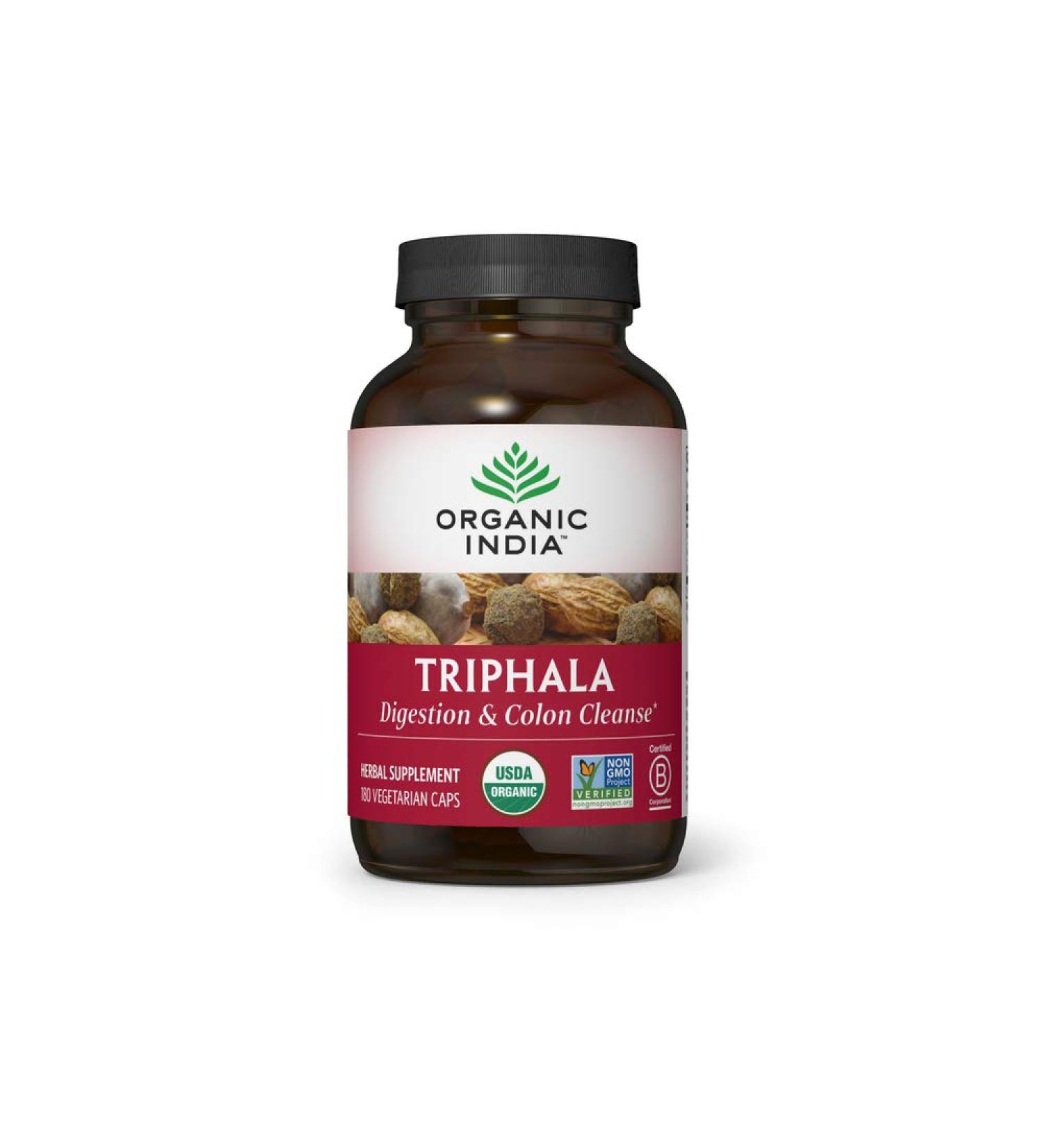 Organic India Triphala Herbal Supplement - 180 Capsules for Digestion, Immune Support, Vegan & Non-GMO - Buy Online on GoSupps.com
