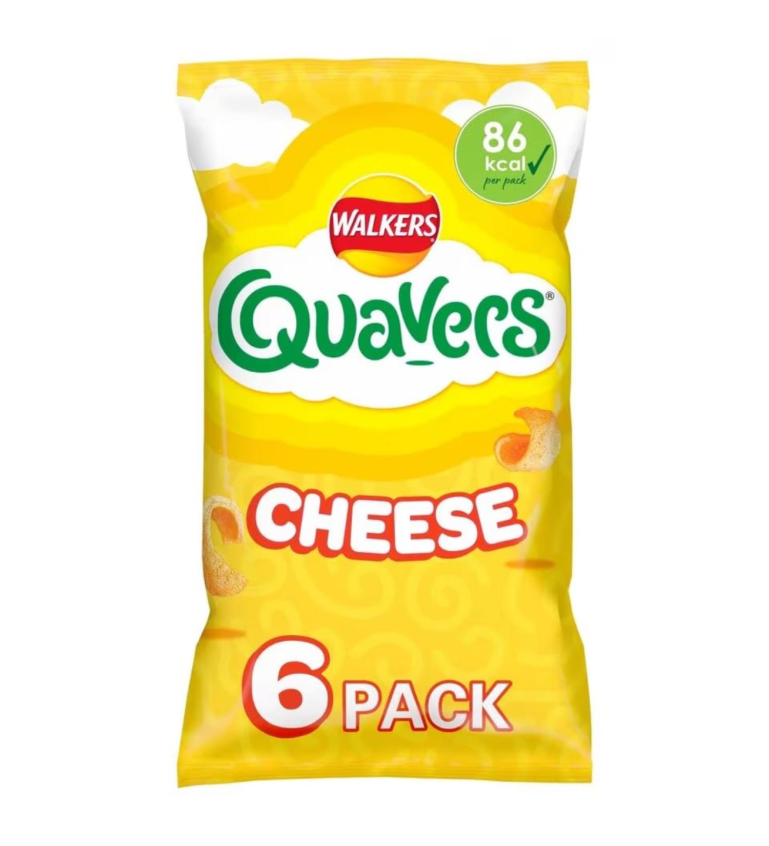 Walkers Quavers Cheese Multipack Crisps 6x16g | Cheese Flavour Potato Snack | Suitable for vegetarians | No artificial colours or preservatives - Buy Online on GoSupps.com
