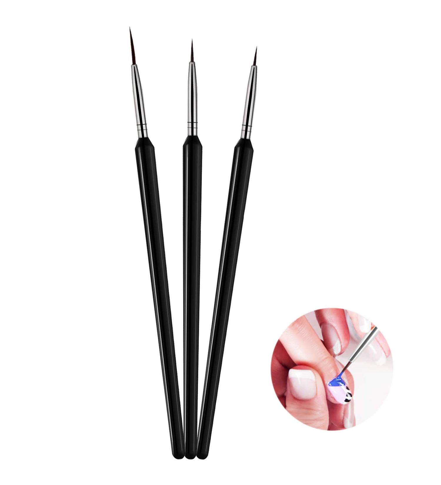 Olakin Nail Design Brush Set | 3 Professional Fine Brushes & Nail Polish Pens for DIY Nail Art - International Shipping Available - Buy Online on GoSupps.com