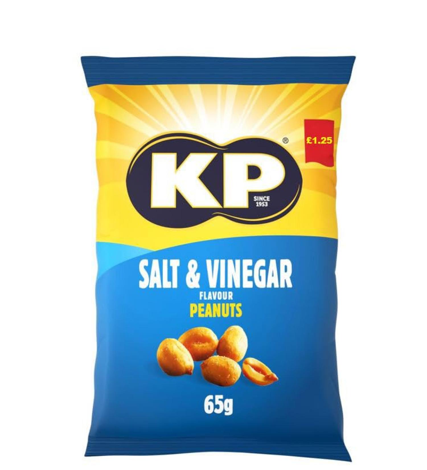 KP Peanuts (16x65g Salt & Vinegar Peanuts) Salt & Vinegar Peanuts 16x65g