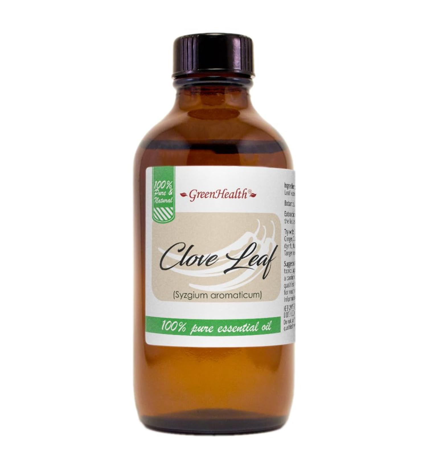 GreenHealth Clove Leaf Essential Oil - 4 fl oz (118 ml) Glass Bottle with Cap - 100% Pure Essential Oil - Buy Online on GoSupps.com