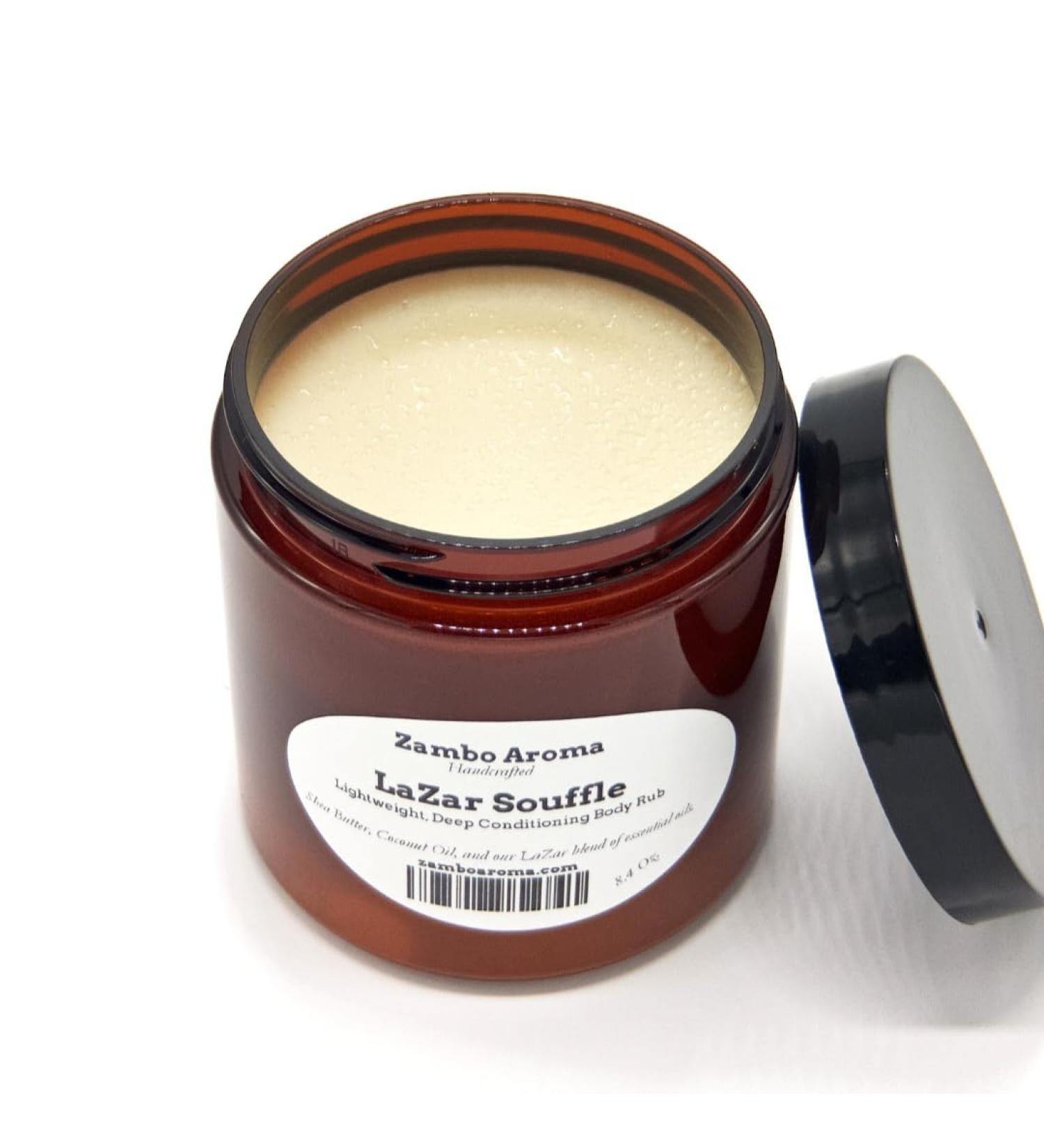 LaZar Souffl Body Butter | Lemongrass & Cypress Body Mositurizer Light and Creamy Shea Butter Base for Dry Skin - 8oz