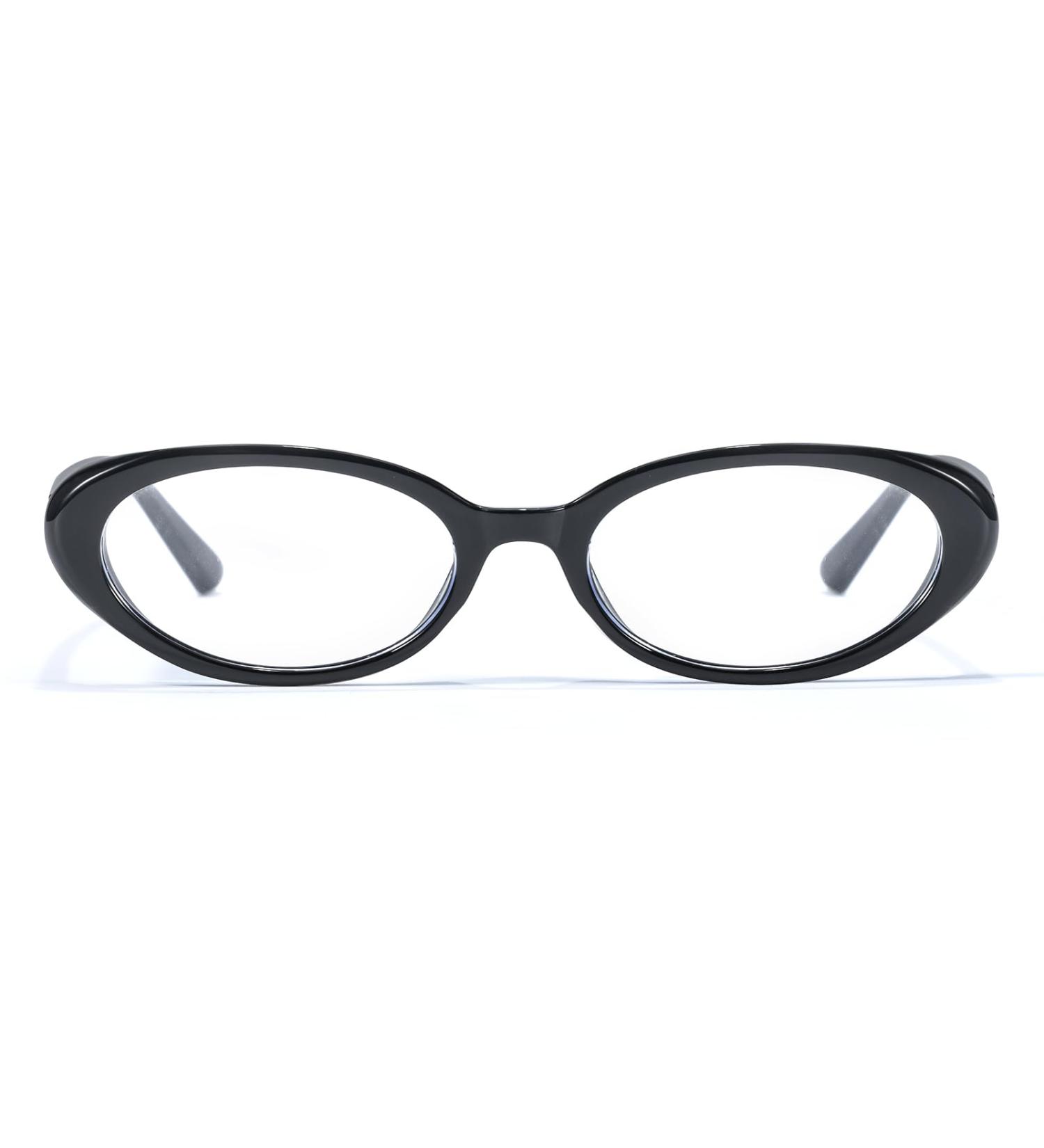 Oval Blue Light Blocking Glasses for Women & Men - Stylish 90s Non-Prescription Computer Glasses IF8094 C01 Black - Buy Online on GoSupps.com