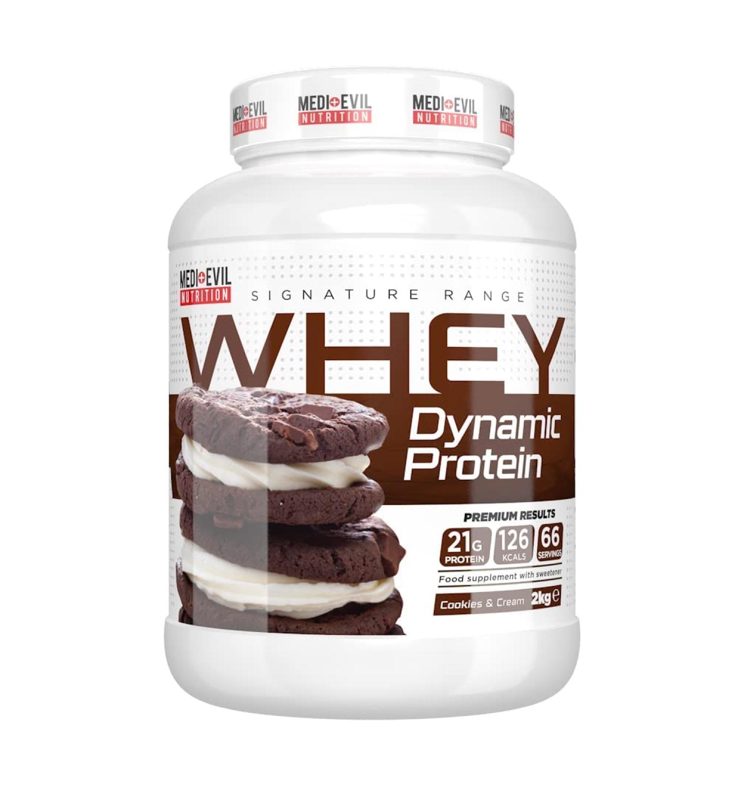 Medi-Evil Nutrition Whey Dynamic Protein Cookies and Cream Flavour 2kg 66 Servings Whey Protein Powder for Muscle Growth Vegetarian Cookies & Cream 66 Servings (Pack of 1) - Buy Online on GoSupps.com