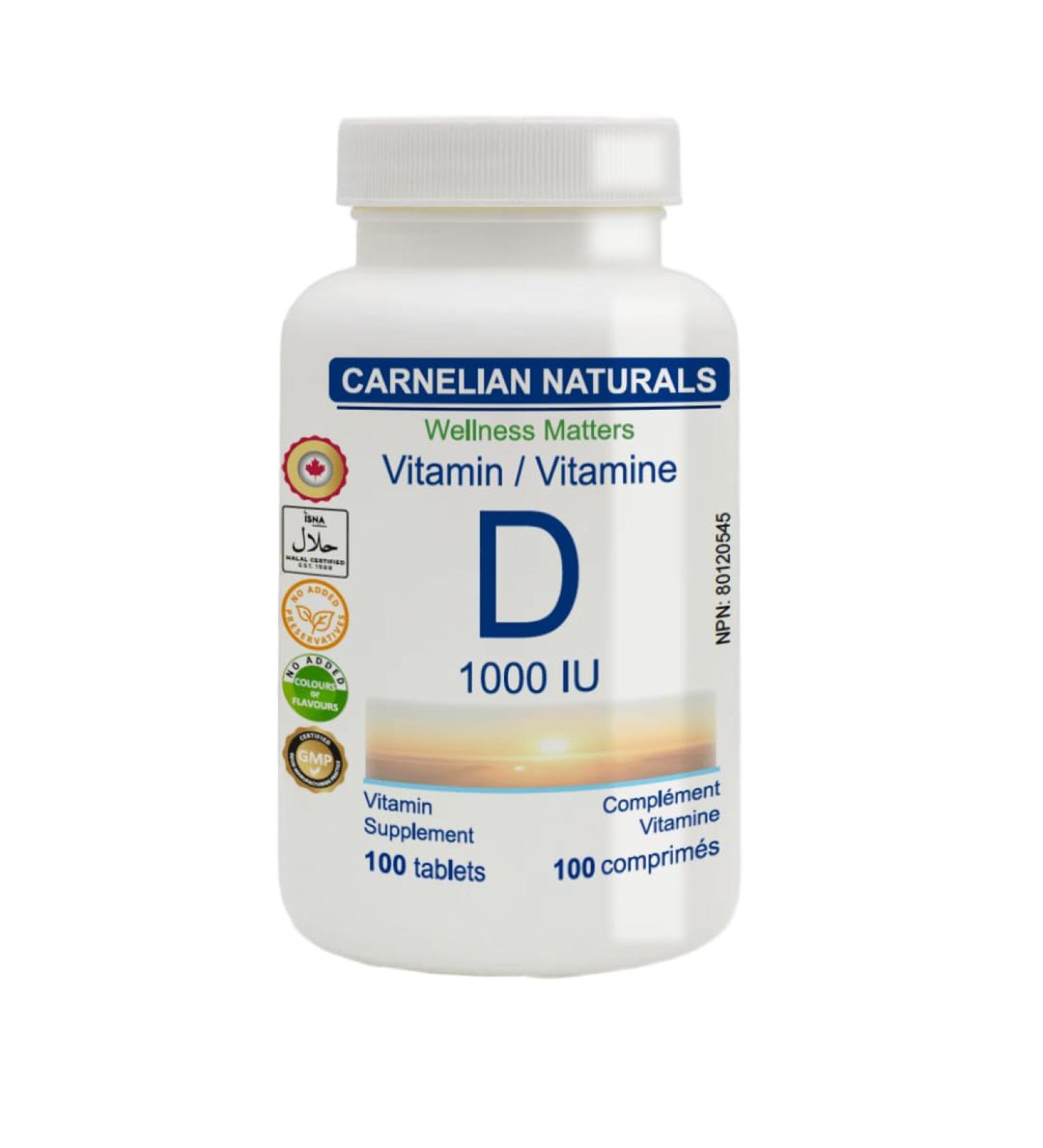 Vitamin D 1000 IU - Sunshine Vitamin for Healthy Immune and Glucose Management - No Preservatives No Artificial Colors or Flavours - Buy Online on GoSupps.com