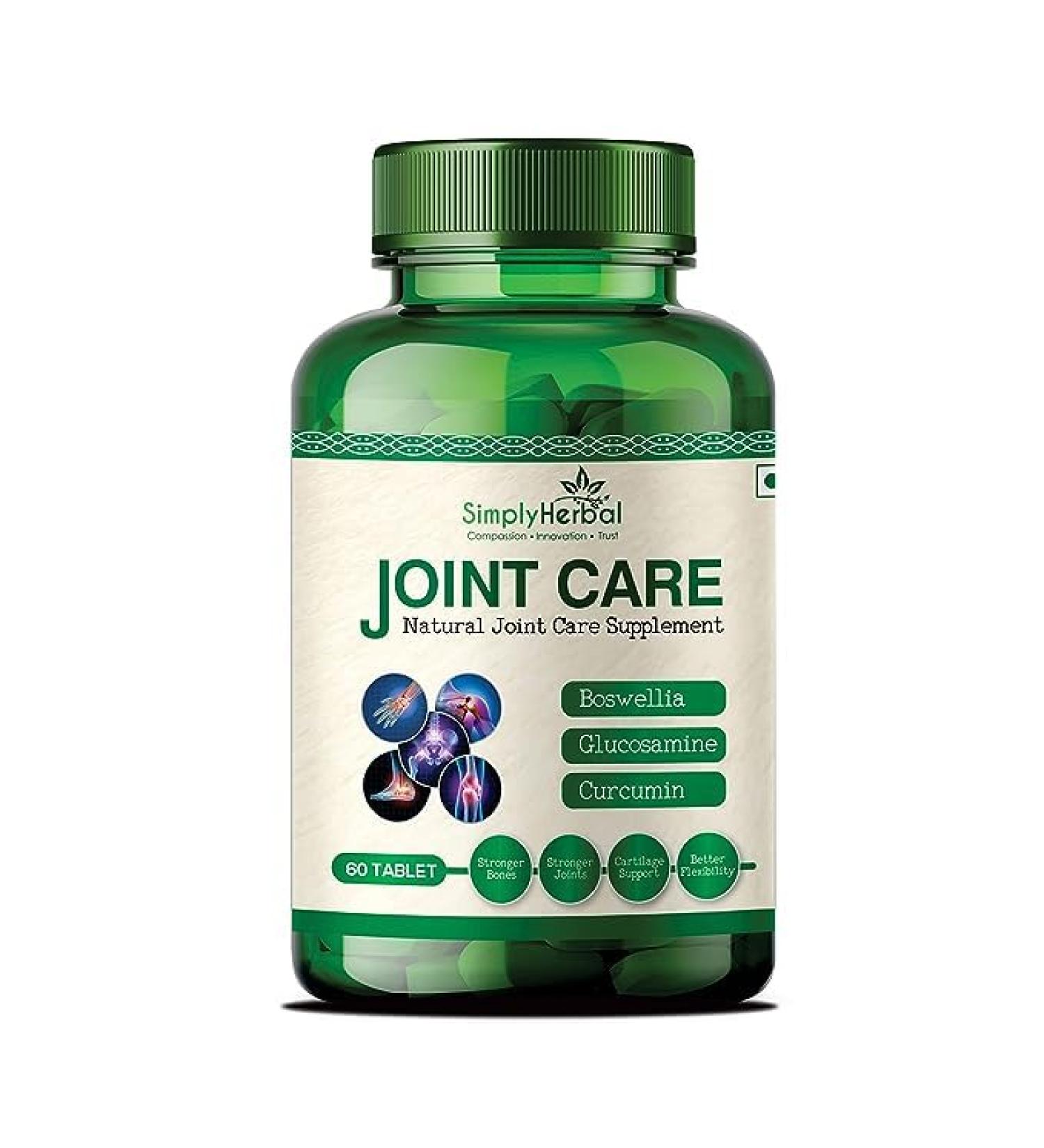 Joint Care Support Supplement with Glucosamine, Boswellia & Curcumin - 60 Tablets for Muscle & Bone Health | Men, Women, Adults - Buy Online on GoSupps.com