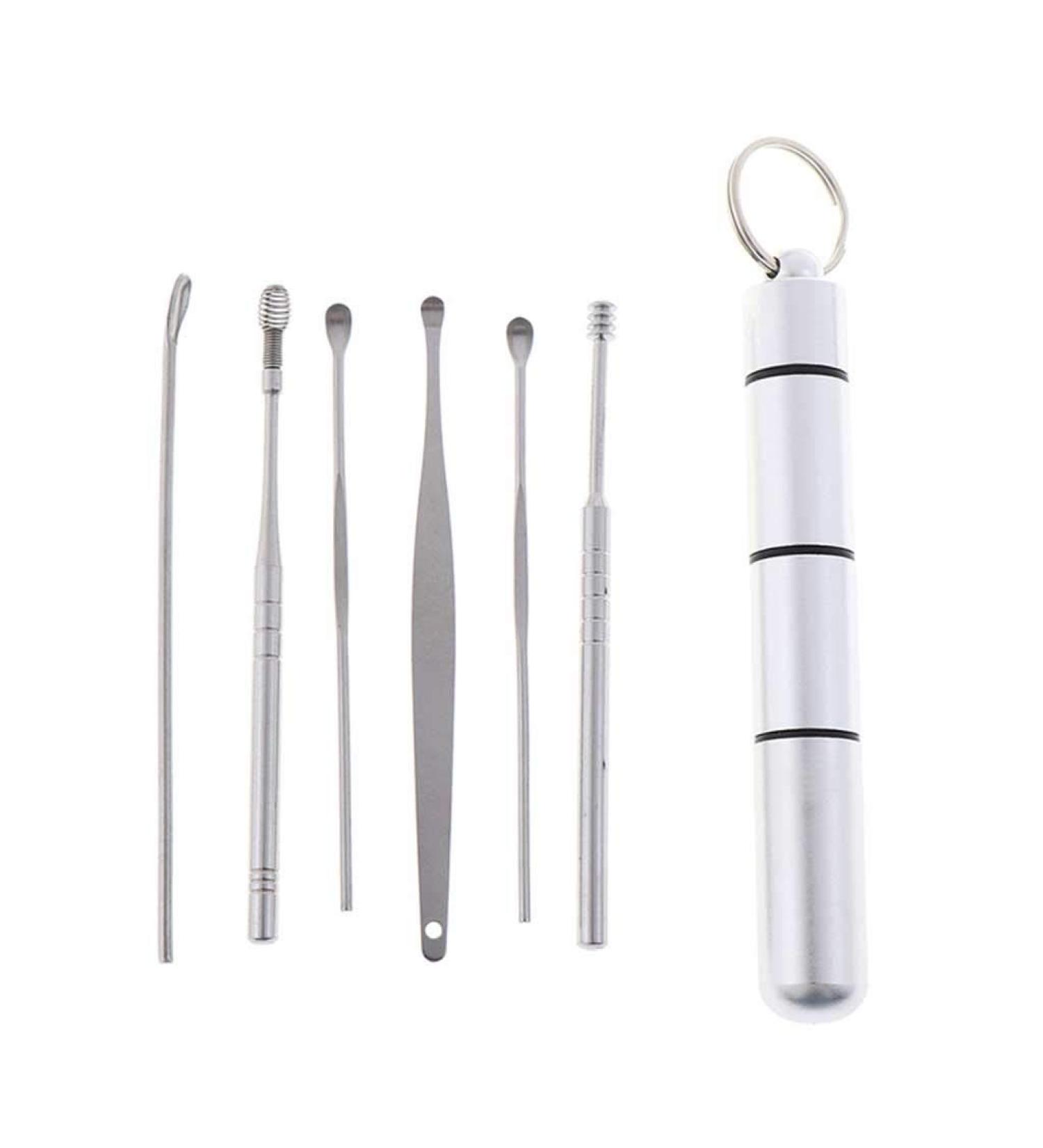 RLZCFF 6 Pcs Ear Wax Remover Spiral Ear Spoon Set - White-Fruit Peach Design | Portable Ear Cleaner Tools - Buy Online on GoSupps.com