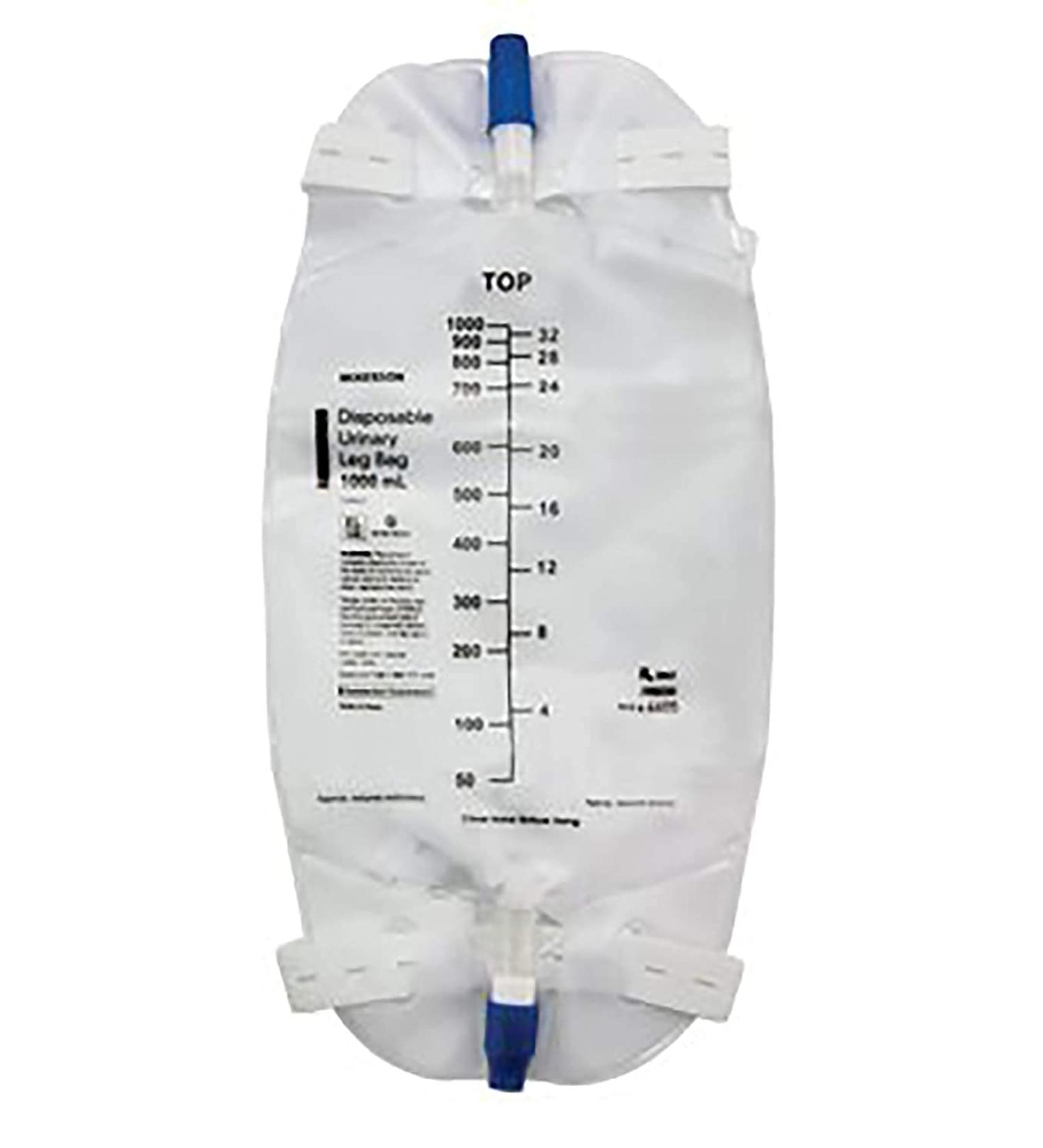 McKesson Urinary Leg Bag Anti-Reflux Valve 1000 mL Vinyl