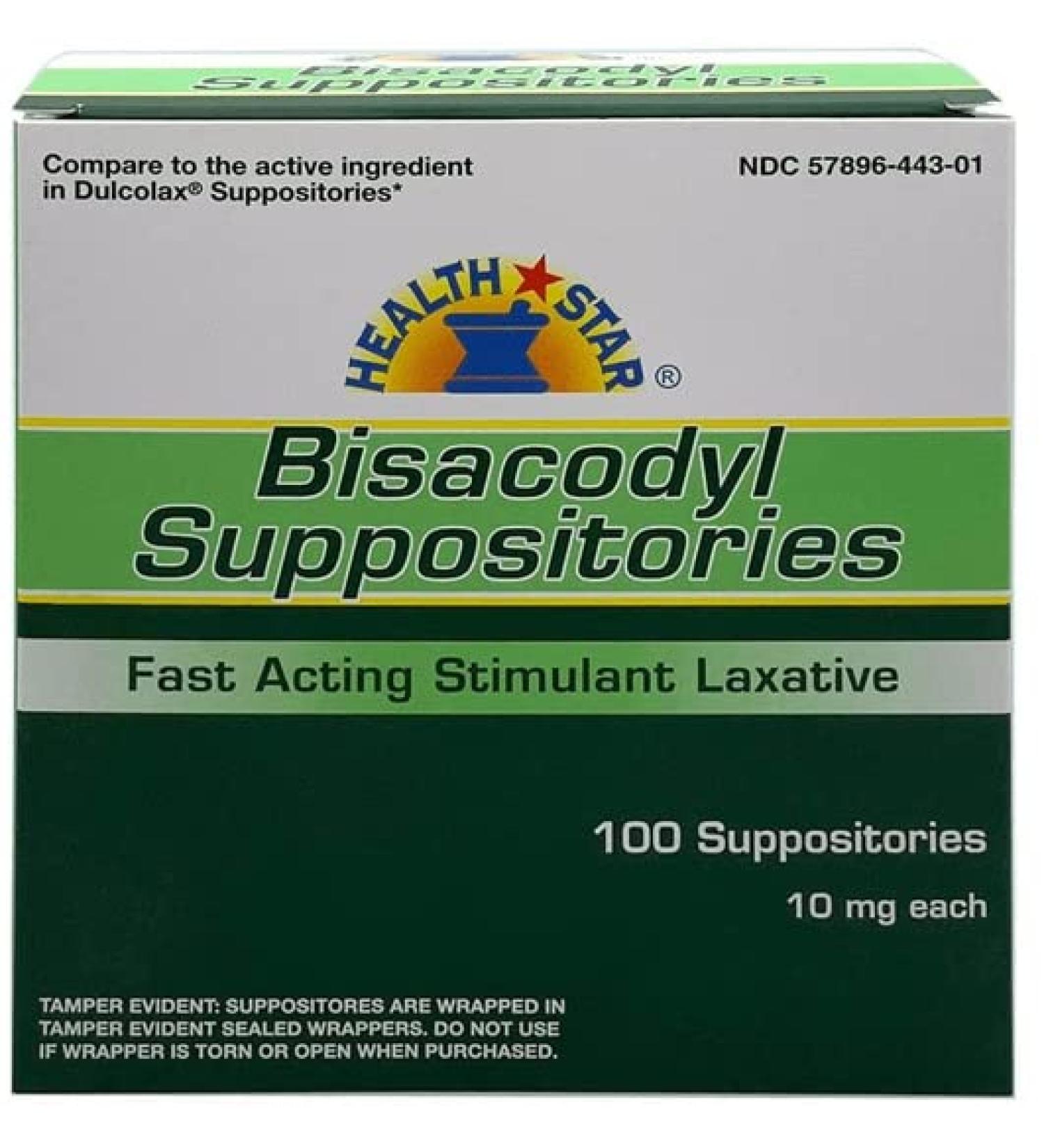 GeriCare Bisacodyl (Dulcolax) Suppositories 10 mg (Box of 100)