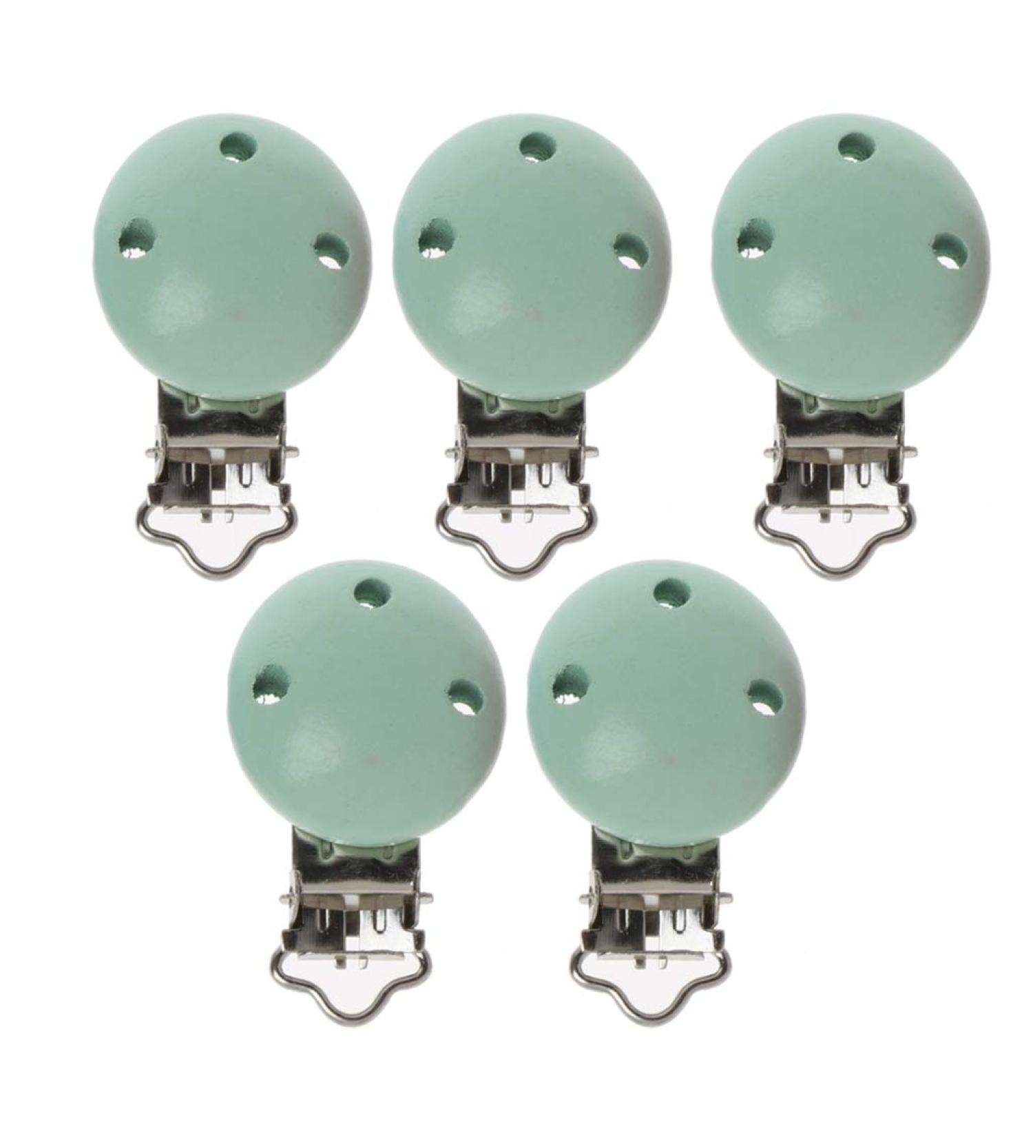 Furu Universal Clip Set - 5 Metal & Wood Pacifier Clips for Infants | Sweet Durable Holder for Baby Soothers - Buy Online on GoSupps.com