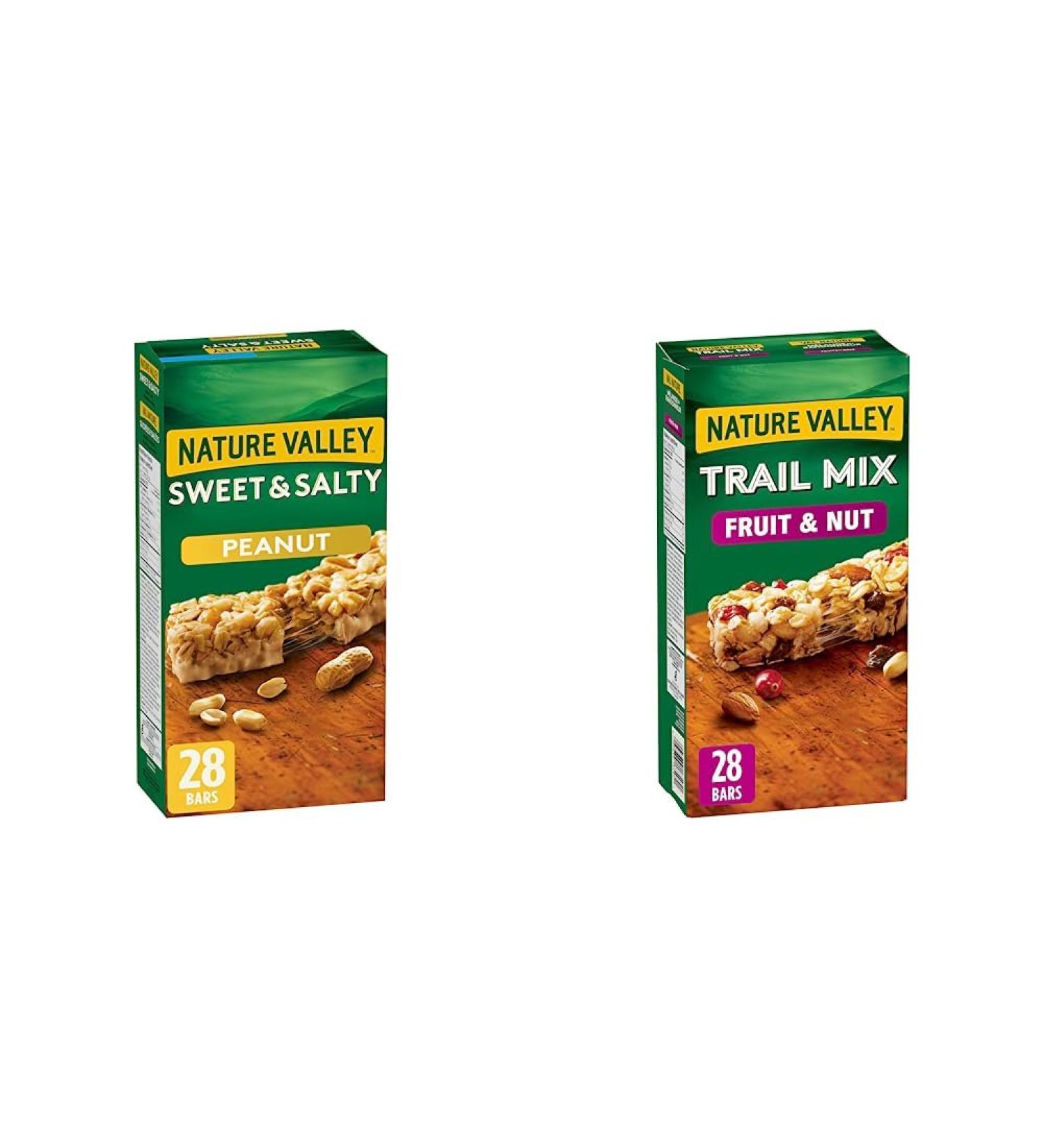 Nature Valley Sweet & Salty Peanut Chewy Nut Granola Bars & VALUE PACK - Trail Mix Fruit & Nut Chewy Granola Bars 28 Bars 980 grams - Buy Online on GoSupps.com