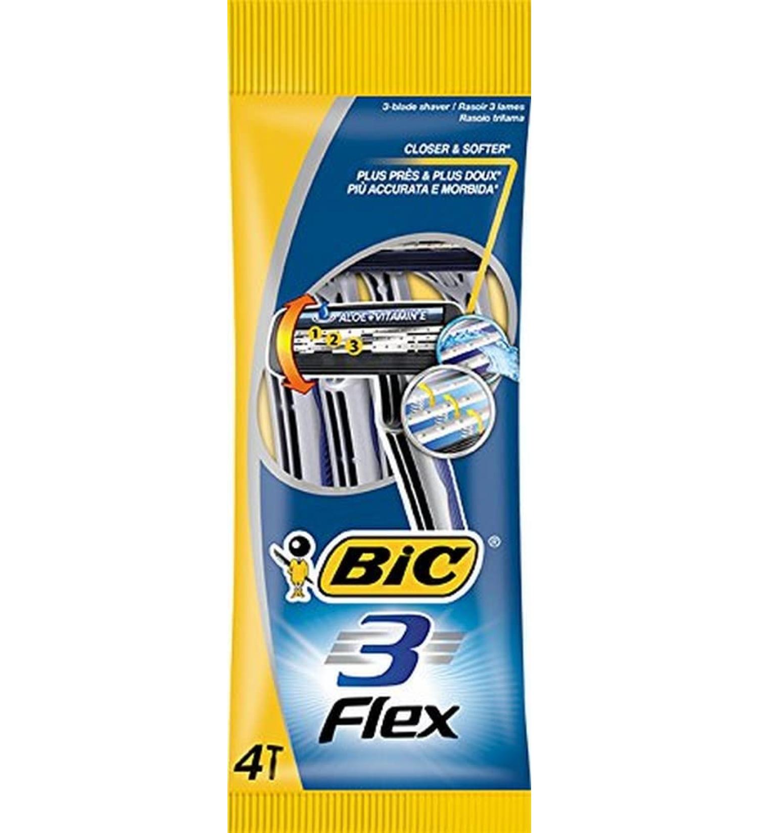 BIC 3 Flex Razor Set for Men - 3 Blades Sensitive Skin 4 Pack - International Shipping Available - Buy Online on GoSupps.com