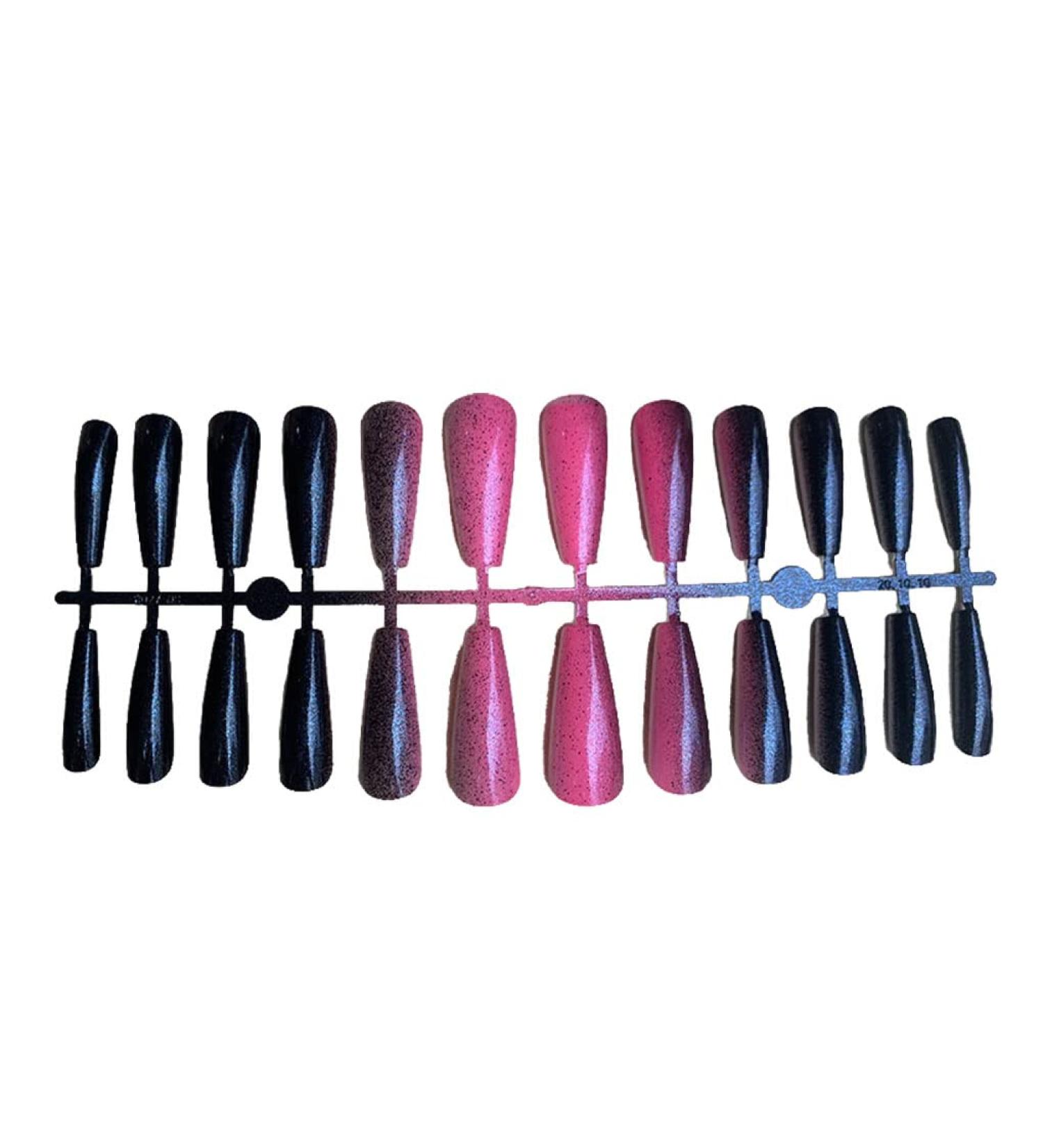 dijiusidy 24 Pieces Nails T Shape Extra Long Full Wrap False Nail Tips Women Decor Fingernail Supply Manicure Accessory black rose red - Buy Online on GoSupps.com