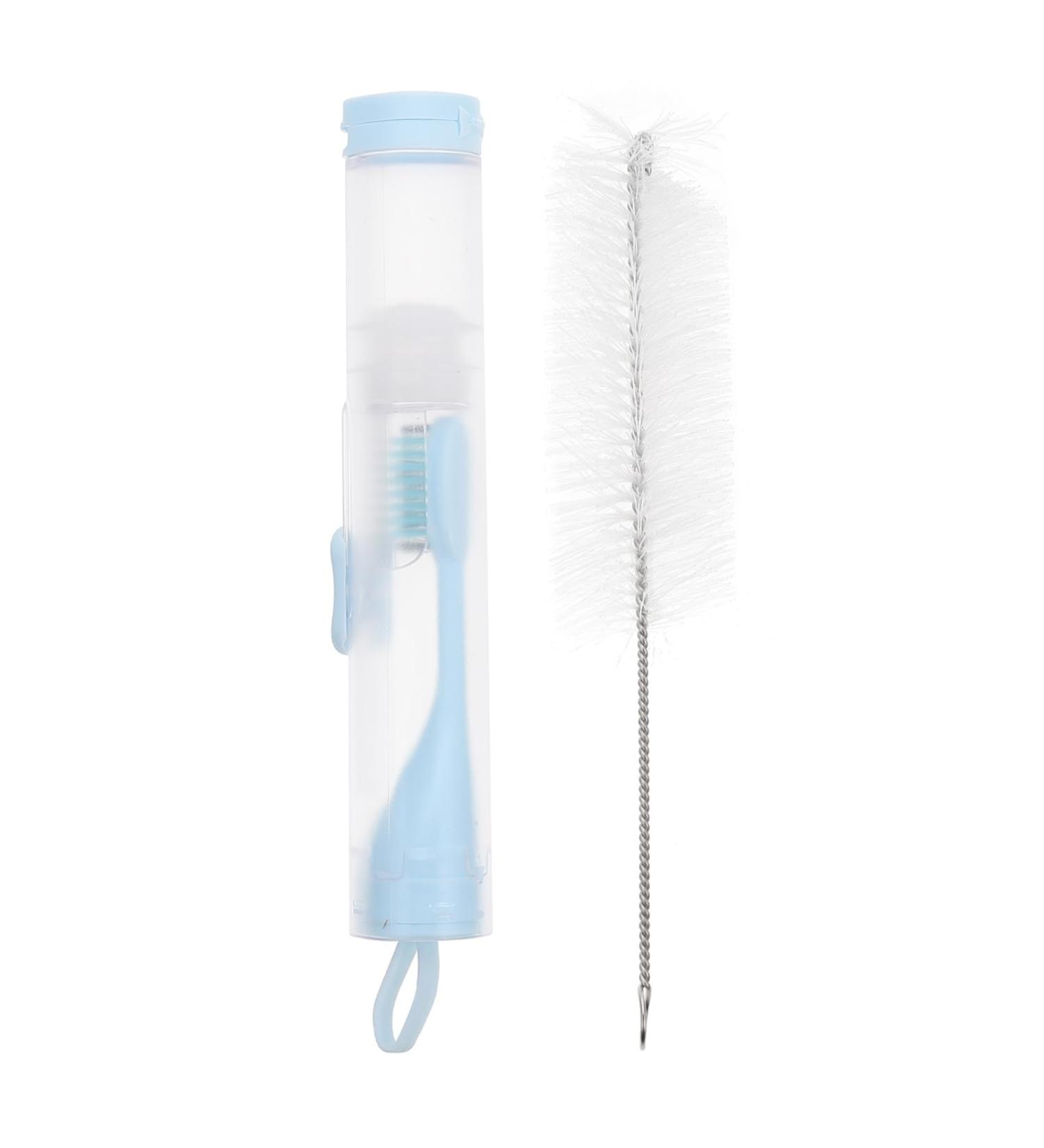 3-Pack Toothbrush Prosthesis Cleaning Brush - Blue Travel Set for Dentures & Oral Care - Buy Online on GoSupps.com