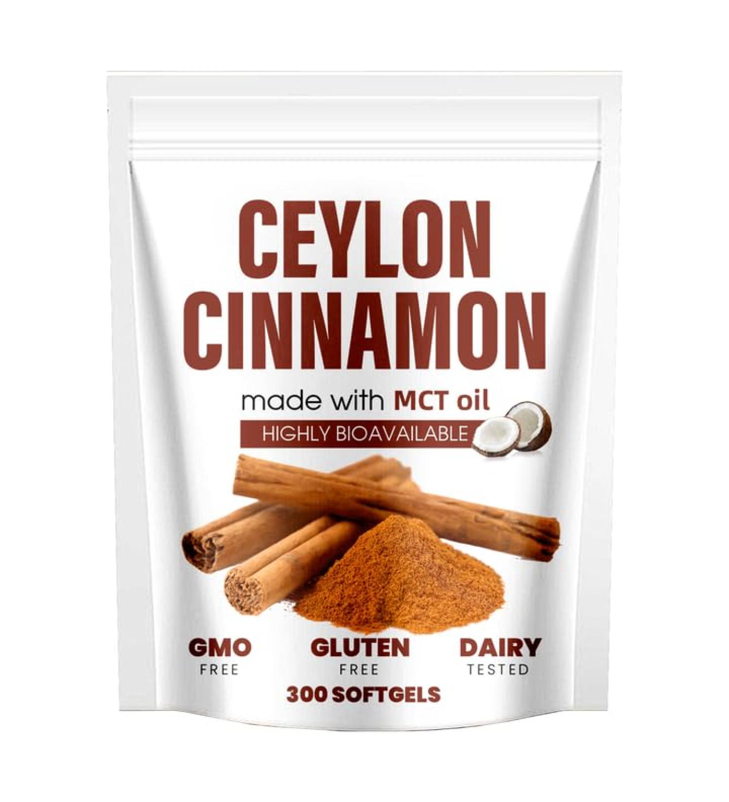 Lirae Ceylon Cinnamon Capsules 300 Softgels 7200mg Equivalent with Mct Oil Extra Strength Cinnamon Supplements Non-GMO Gluten Free (1) 1 Count (Pack of 1) - Buy Online on GoSupps.com