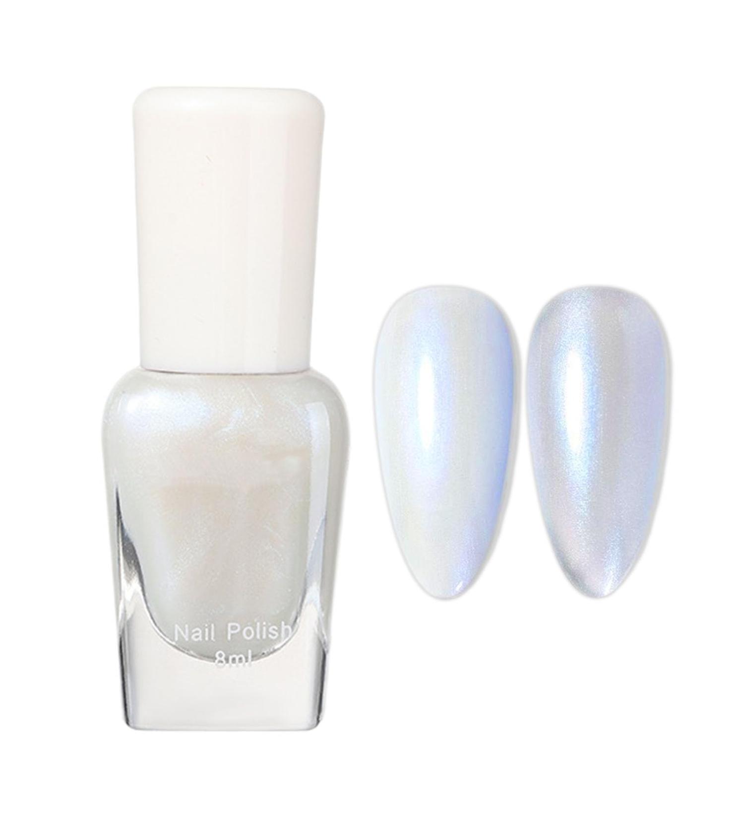 Pearl White Glitter Nail Polish Shimmering Shell Spiral Silver Shimmer Quick Dry Nail Varnish Shining Sparkling Long Lasting No Need Cure DIY Nail Art Manicure Birthday Gift for Women & Girls - Buy Online on GoSupps.com