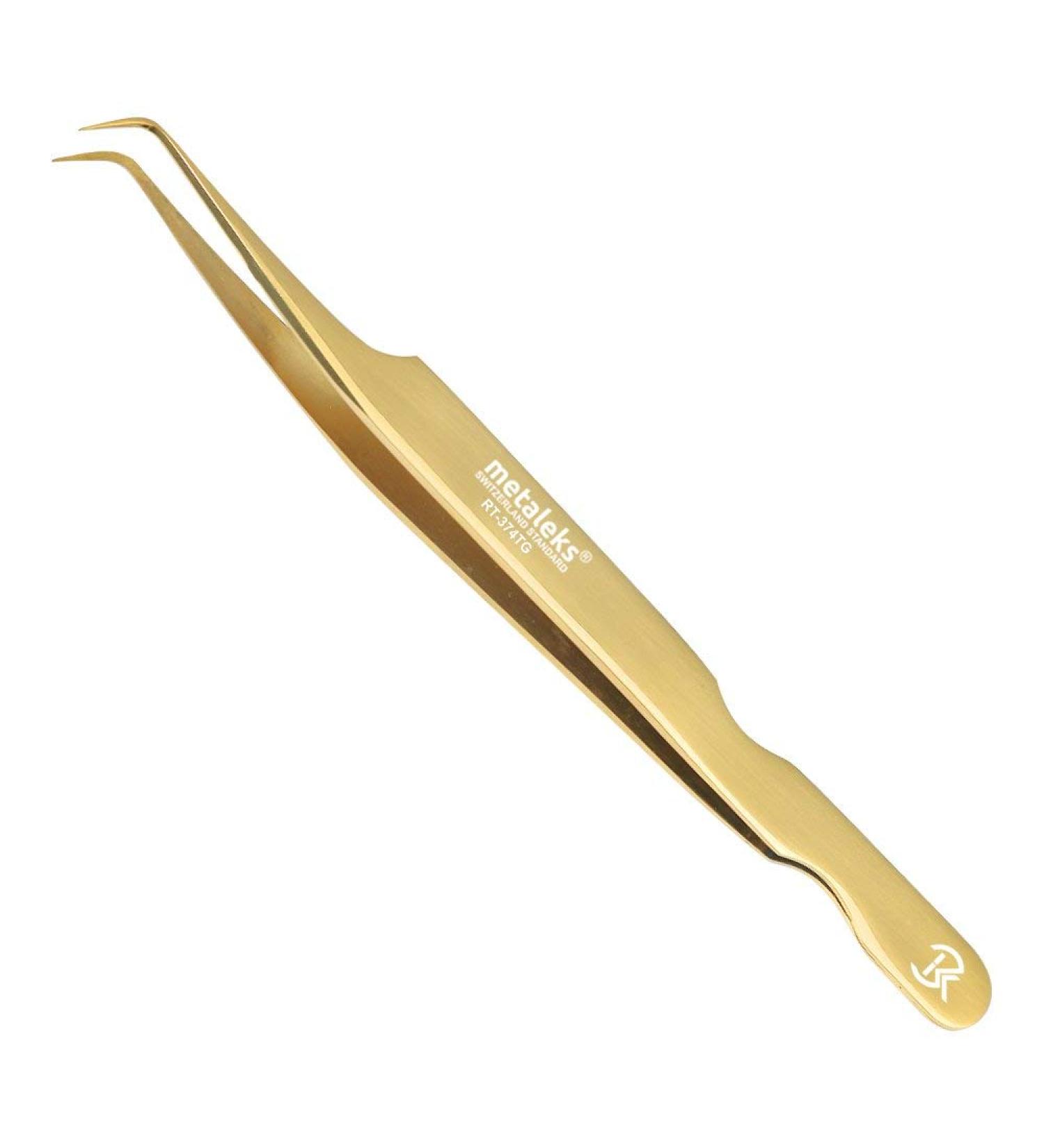 Professional Golden Lash Tweezers for Eyelash Extension - Japanese Stainless Steel, Precise 90 Angular Tip - Buy Online on GoSupps.com