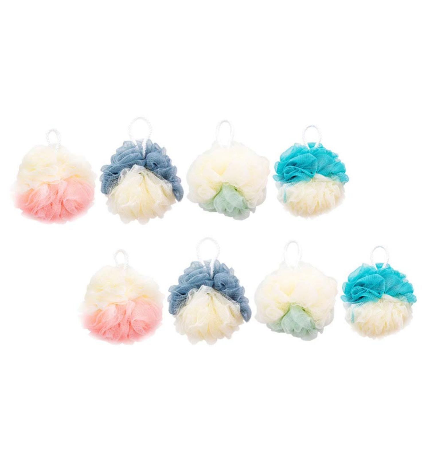 Buy 8pcs Color Matching Bath Ball Foam Loofah Sponge Set | Natural Mesh Shower Sponges for Body Wash & Bathing - International Shipping Available - Buy Online on GoSupps.com