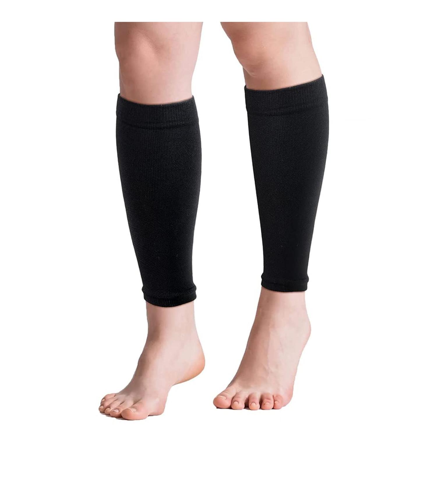 Calf Compression Cuff & Shin Rails - Footless Socks for Men & Women | Sports Flight & Hiking Support Black Medium Size - Buy Online on GoSupps.com