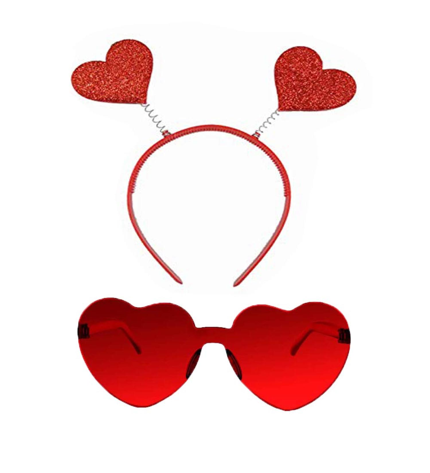 Valentine's Day Heart Head Boppers and Heart Shape Sunglasses Set for Parties and Celebrations - Buy Online on GoSupps.com