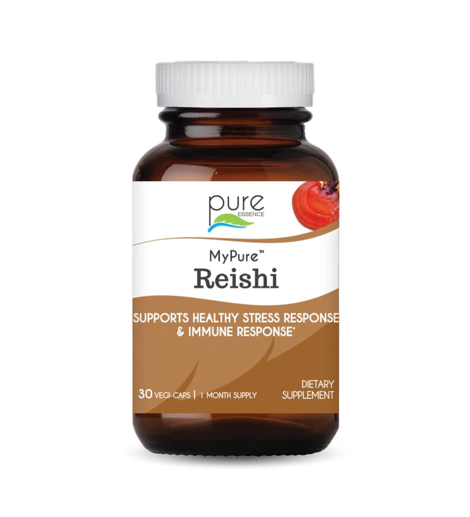 PURE ESSENCE LABS MyPure Reishi Organic Mushrooms Supplement - 100% Real Mushroom Extract for Immune Support Stress Relief Build Energy (30 Capsules) 30 Count (Pack of 1) - Buy Online on GoSupps.com