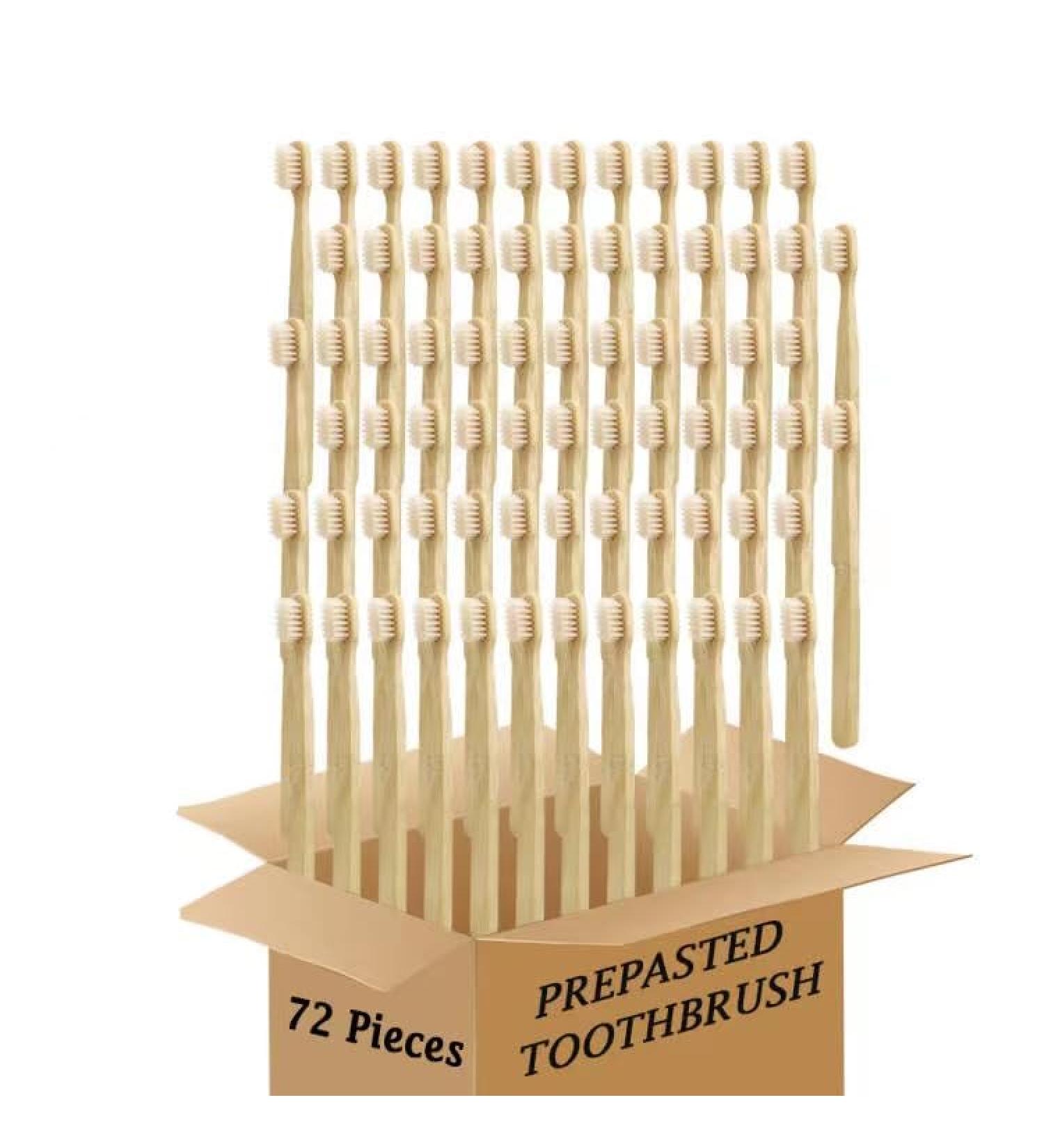 Bamboo Toothbrush Prepasted Disposable Toothbrsuh Soft Bristles Prepasted Toothbrush Disposable Toothbrsuh (72)