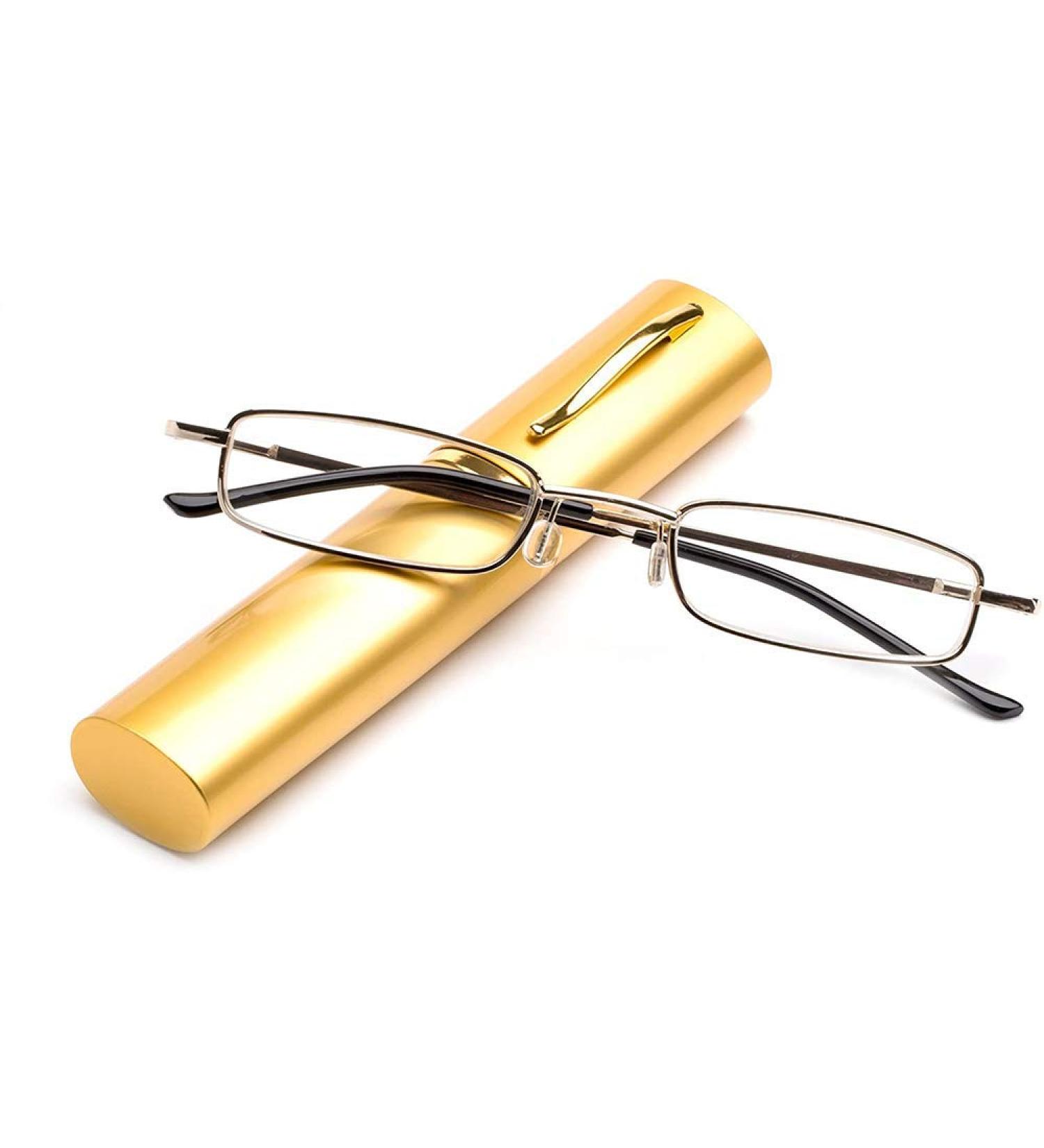 Kokobin Flexible Metal Reading Glasses - Unisex Feather-Hinge Readers with Case (Gold +1.5 Diopter) - Buy Online on GoSupps.com