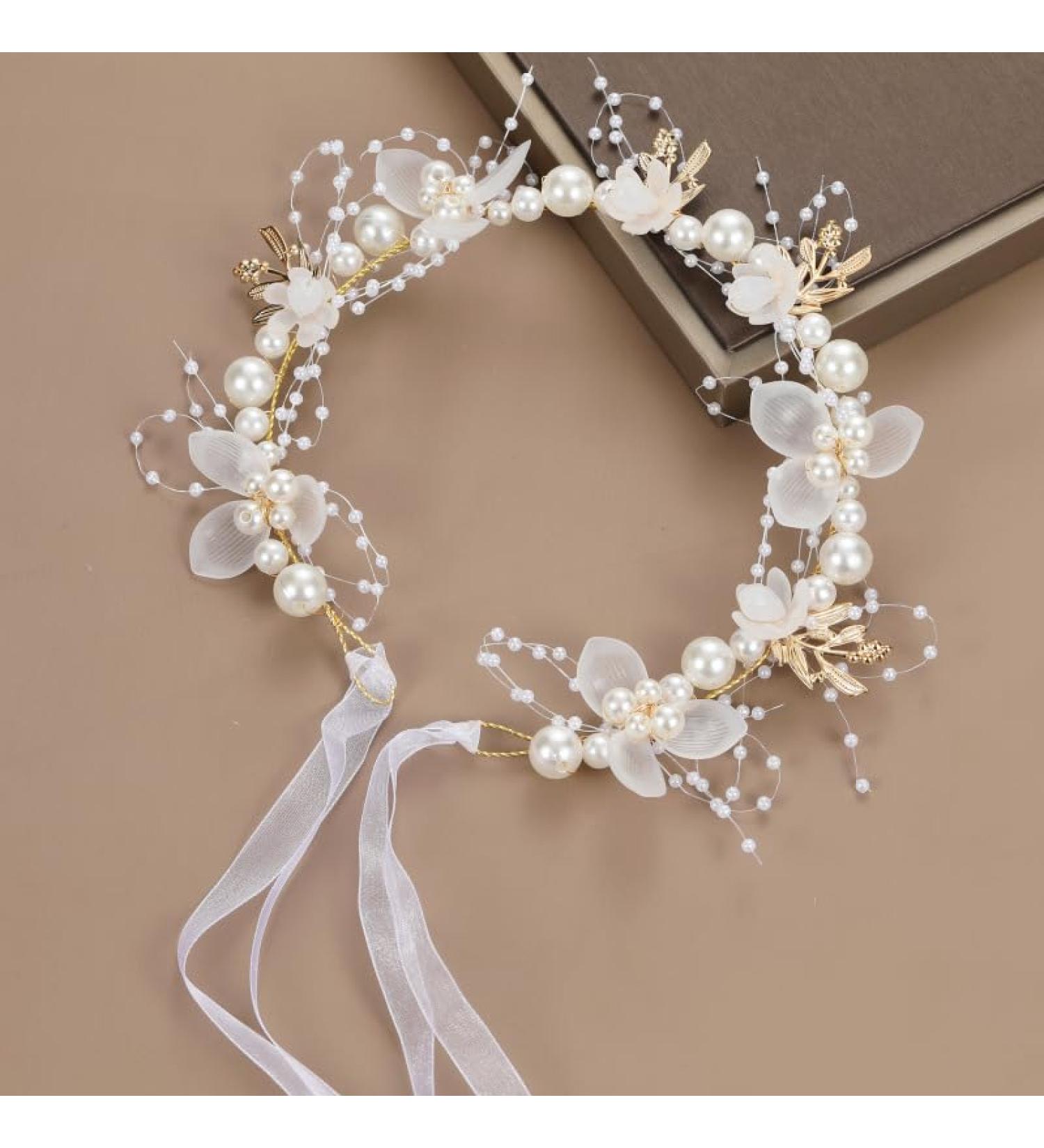 Davfiecn Flower Girl Headpiece Flower Girl Headband Head Piece Flower Girl Headband for Wedding Party Princess Flower Girls and Bridesmaid - Buy Online on GoSupps.com