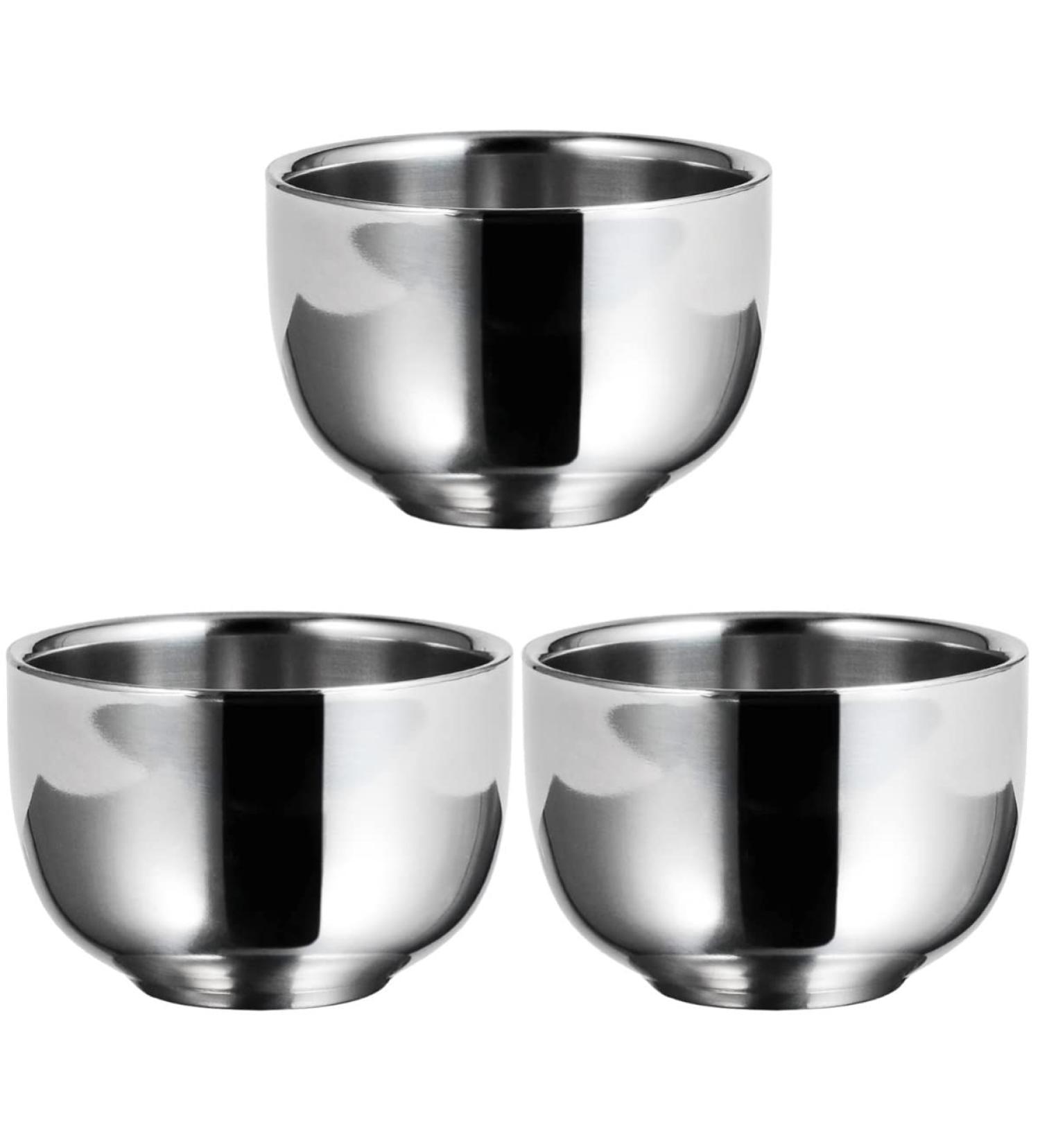 Beaupretty 3-Piece Rustproof Foam Bowl Set - Practical Male Shaving Mug Tool (7.3x5cm Silver) - Ideal for Cleaning & Shaving Soap - Buy Online on GoSupps.com