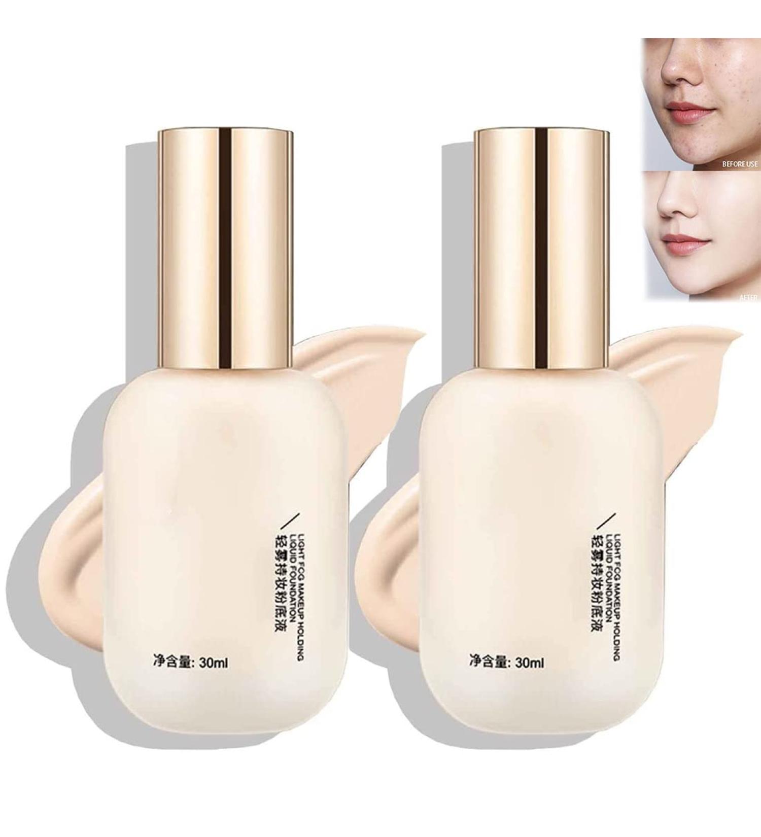Hydrating Waterproof And Light Long Lasting Foundation 2 Pack Light Matte Long-lasting Foundation Light Fog Makeup Holding Liquid Foundation Light Long-Lasting Coverage for All Skin Types (01 - Buy Online on GoSupps.com